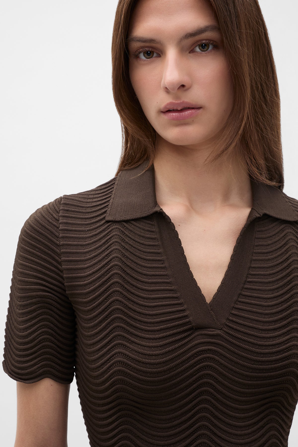 Wave Stitch Polo Knit