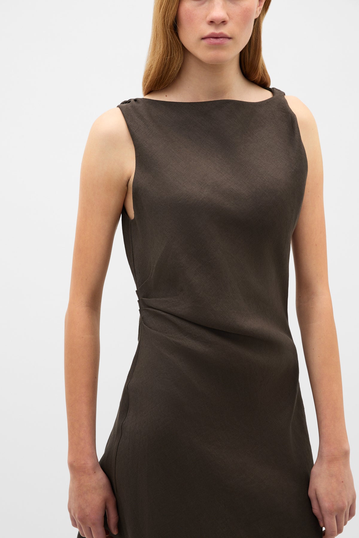 Linen Twist Shoulder Mini Dress