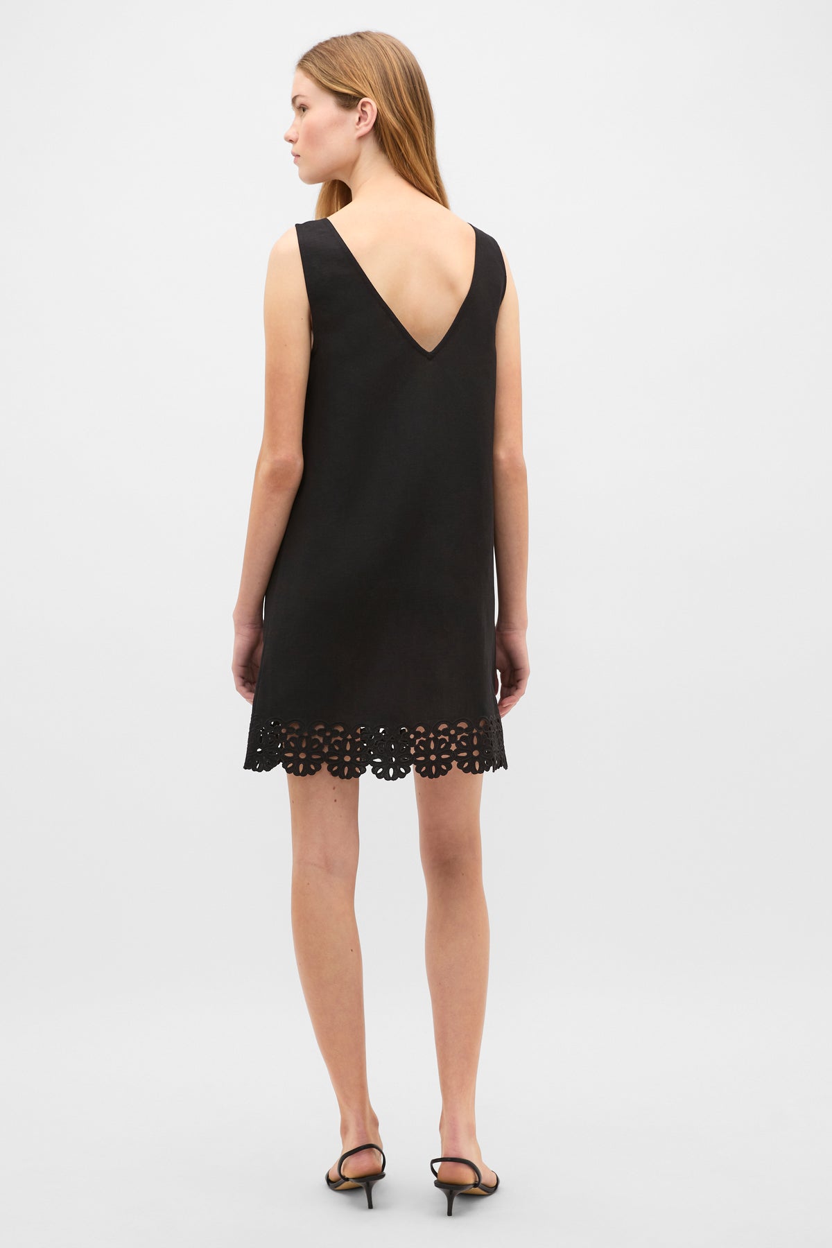 Linen Blend Cutwork Mini Dress
