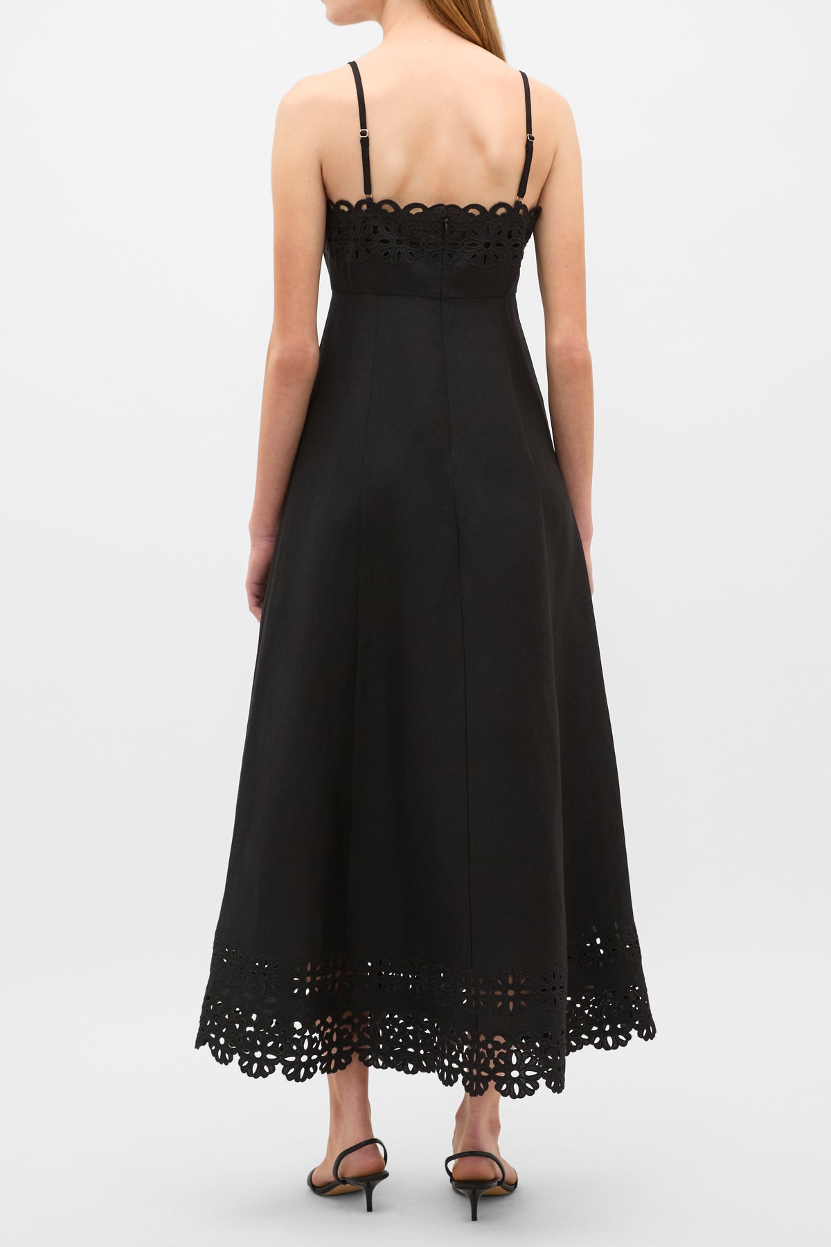 Linen Blend Cutwork Midi Dress
