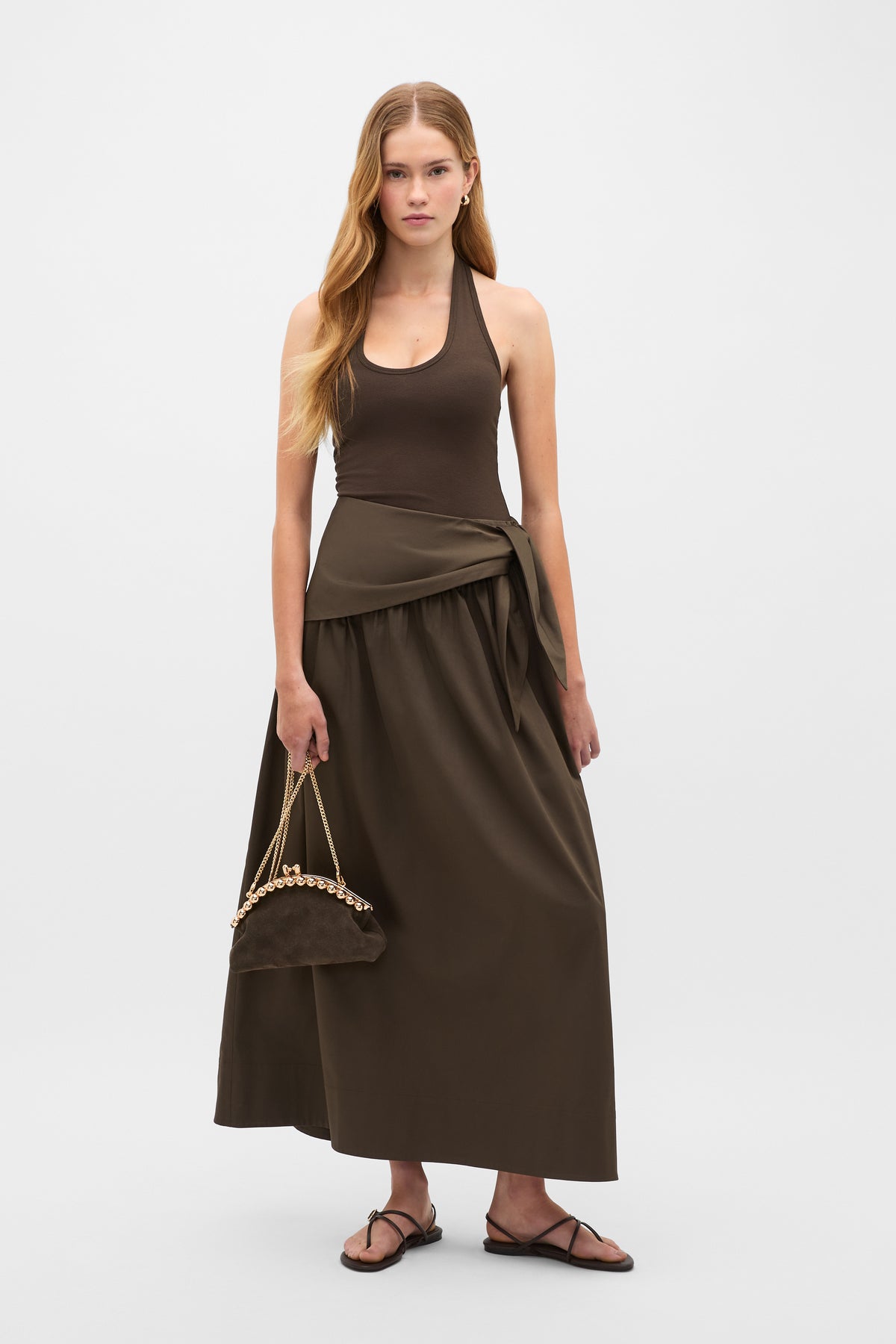 Tie Waist Midi Skirt