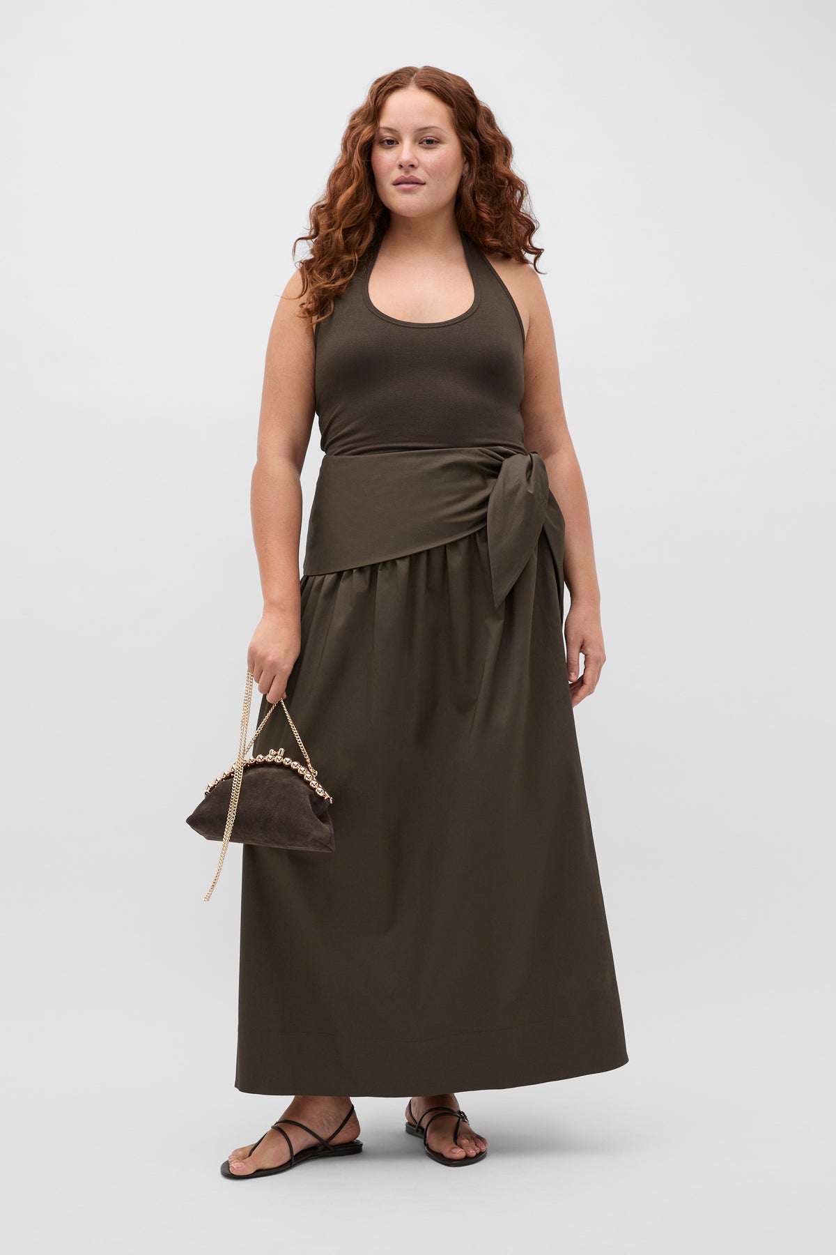 Tie Waist Midi Skirt