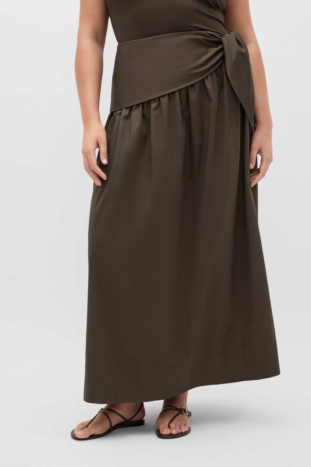 Tie Waist Midi Skirt
