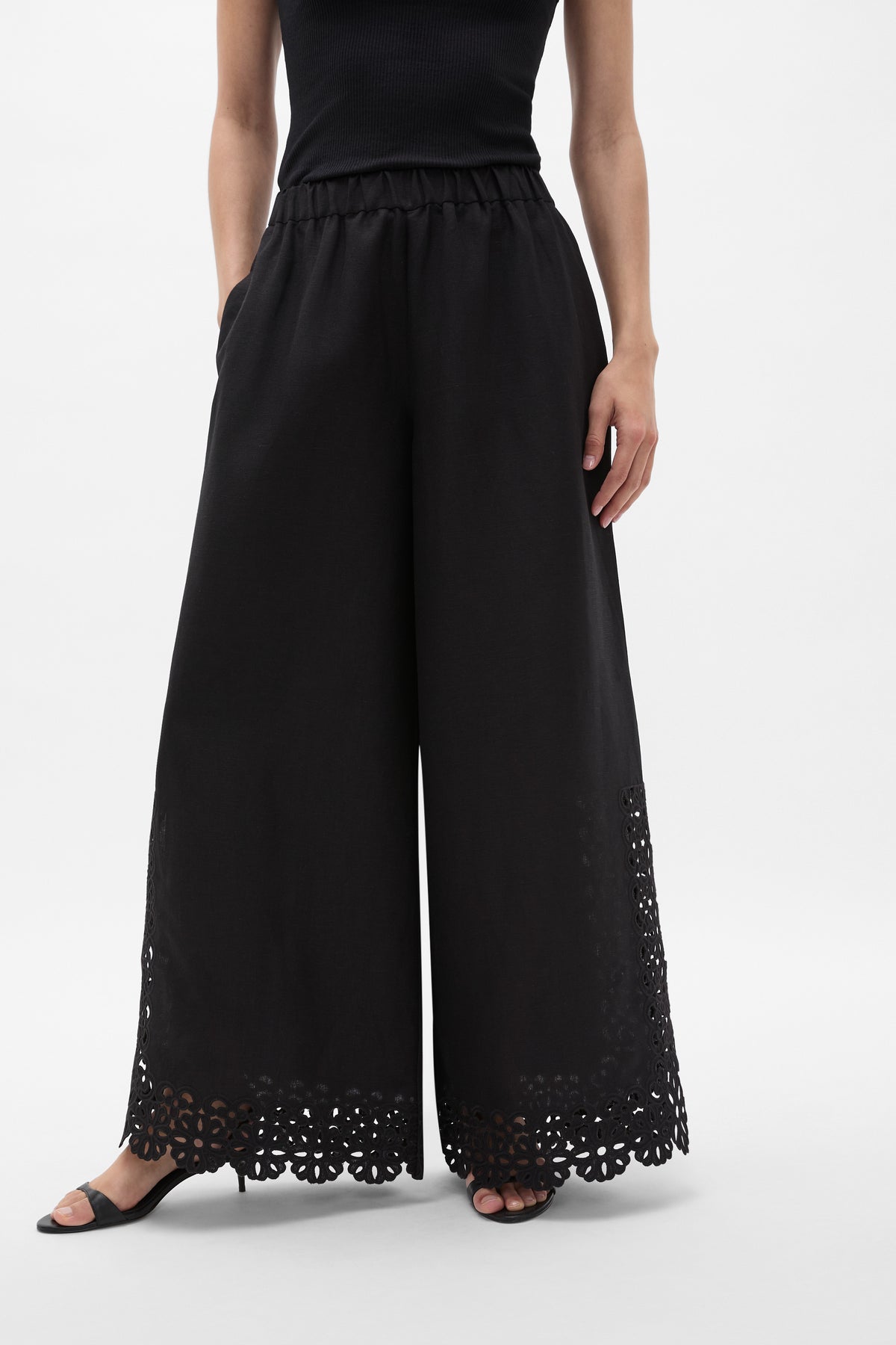 Linen Blend Cutwork Pant