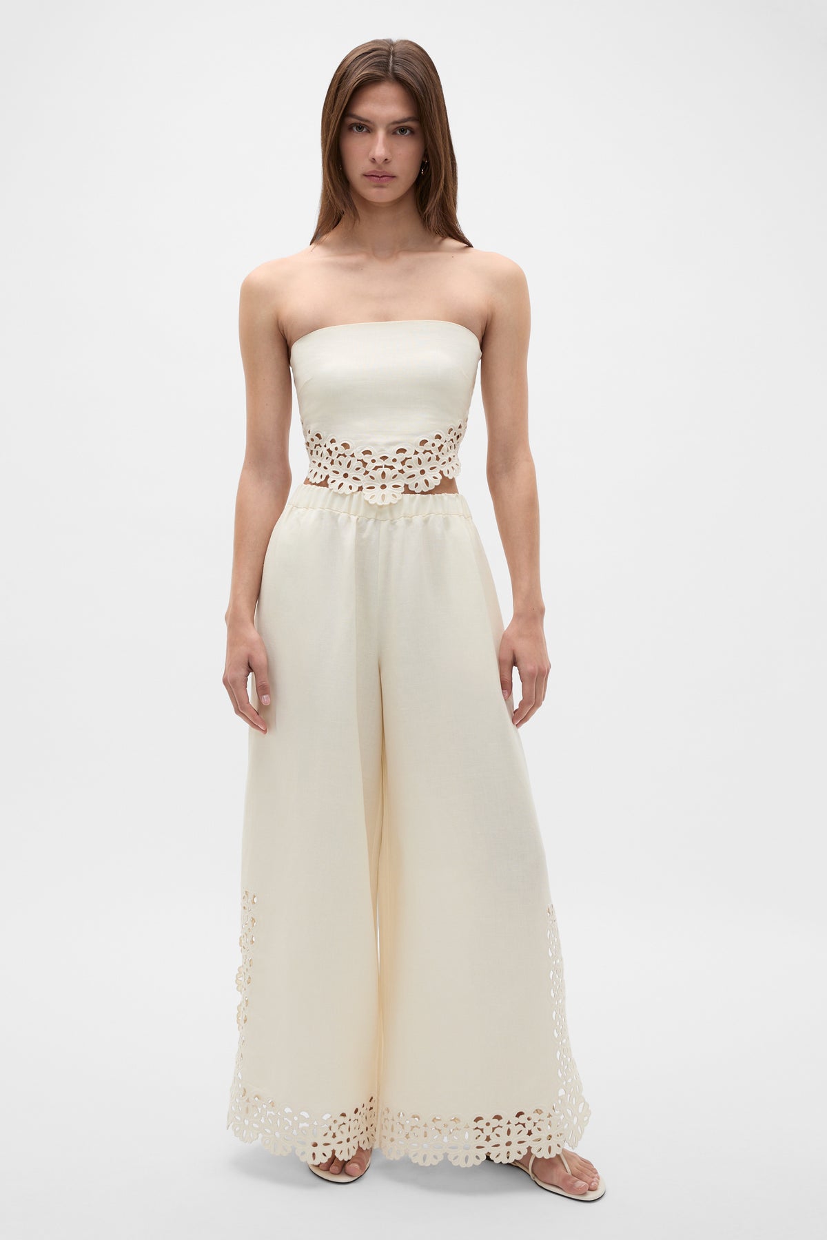 Linen Blend Cutwork Pant