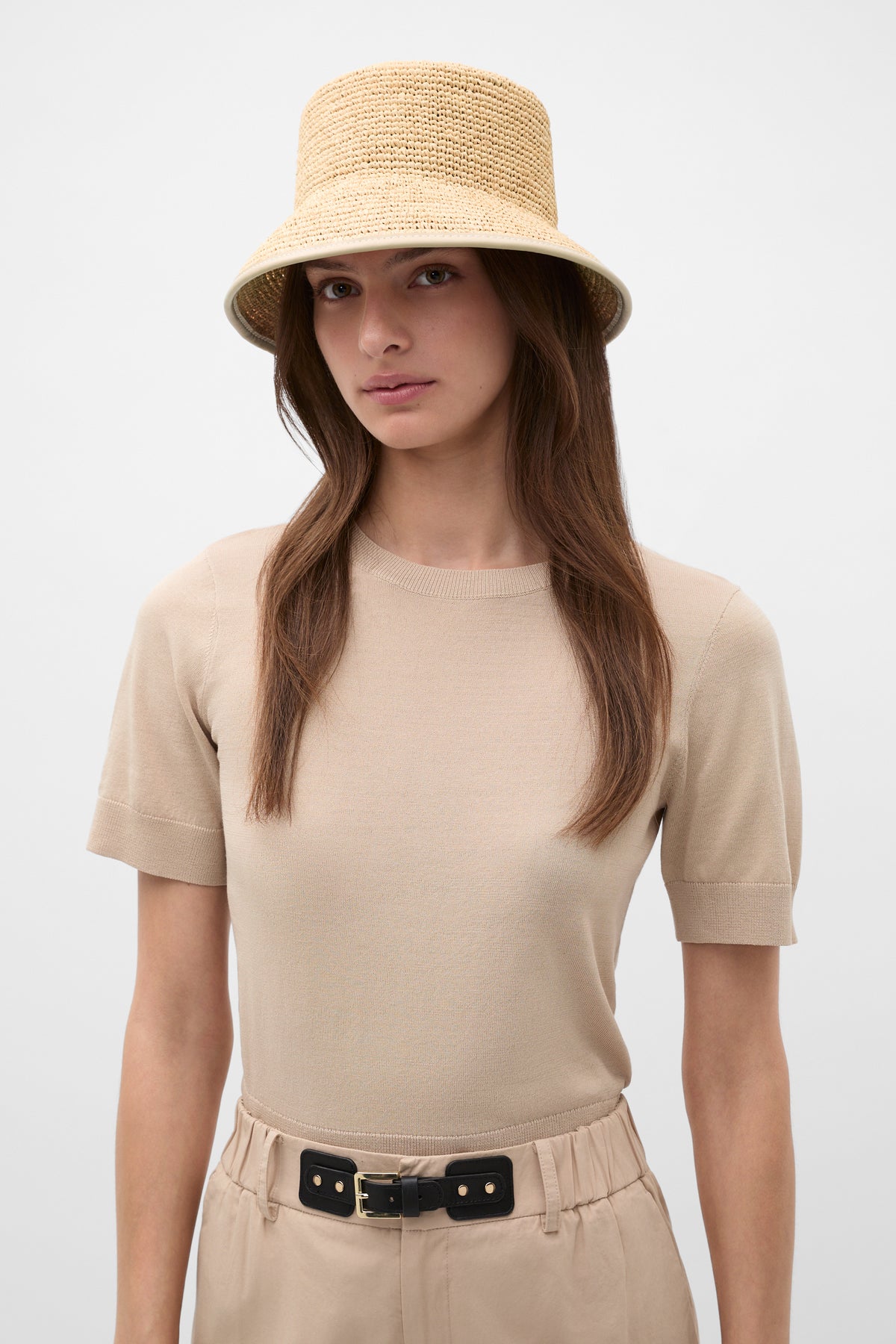 Trim Detail Raffia Bucket Hat