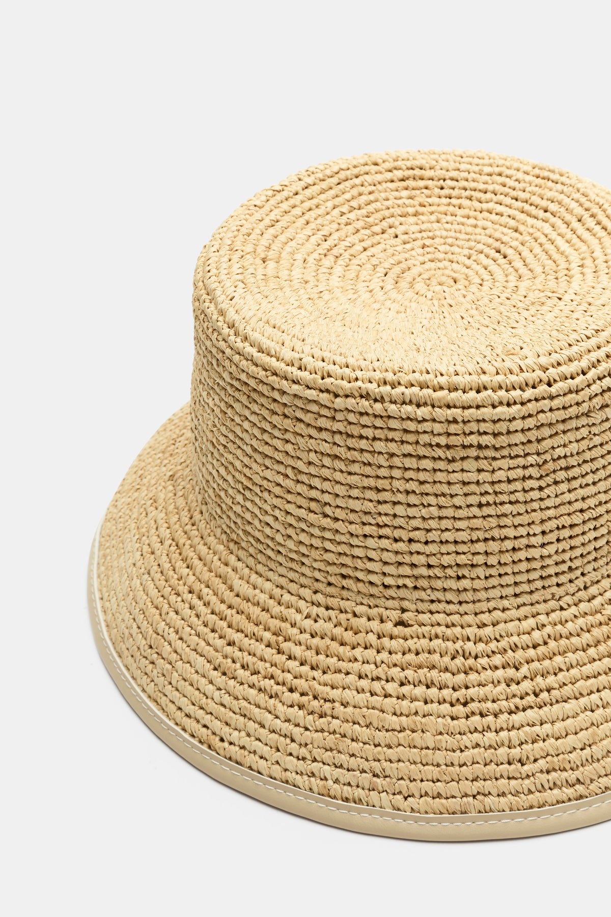 Trim Detail Raffia Bucket Hat