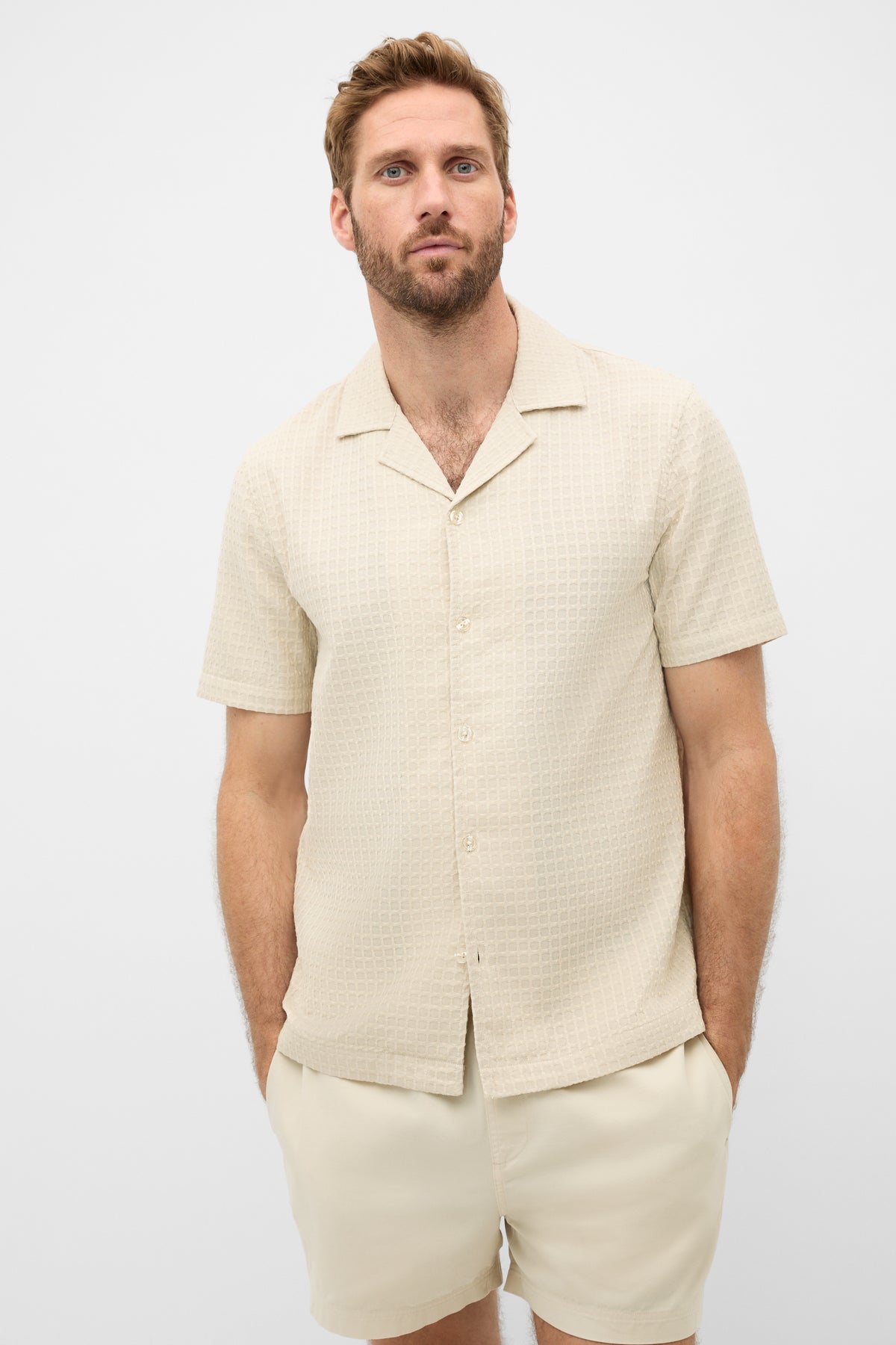 Short Sleeve Self Check Shirt