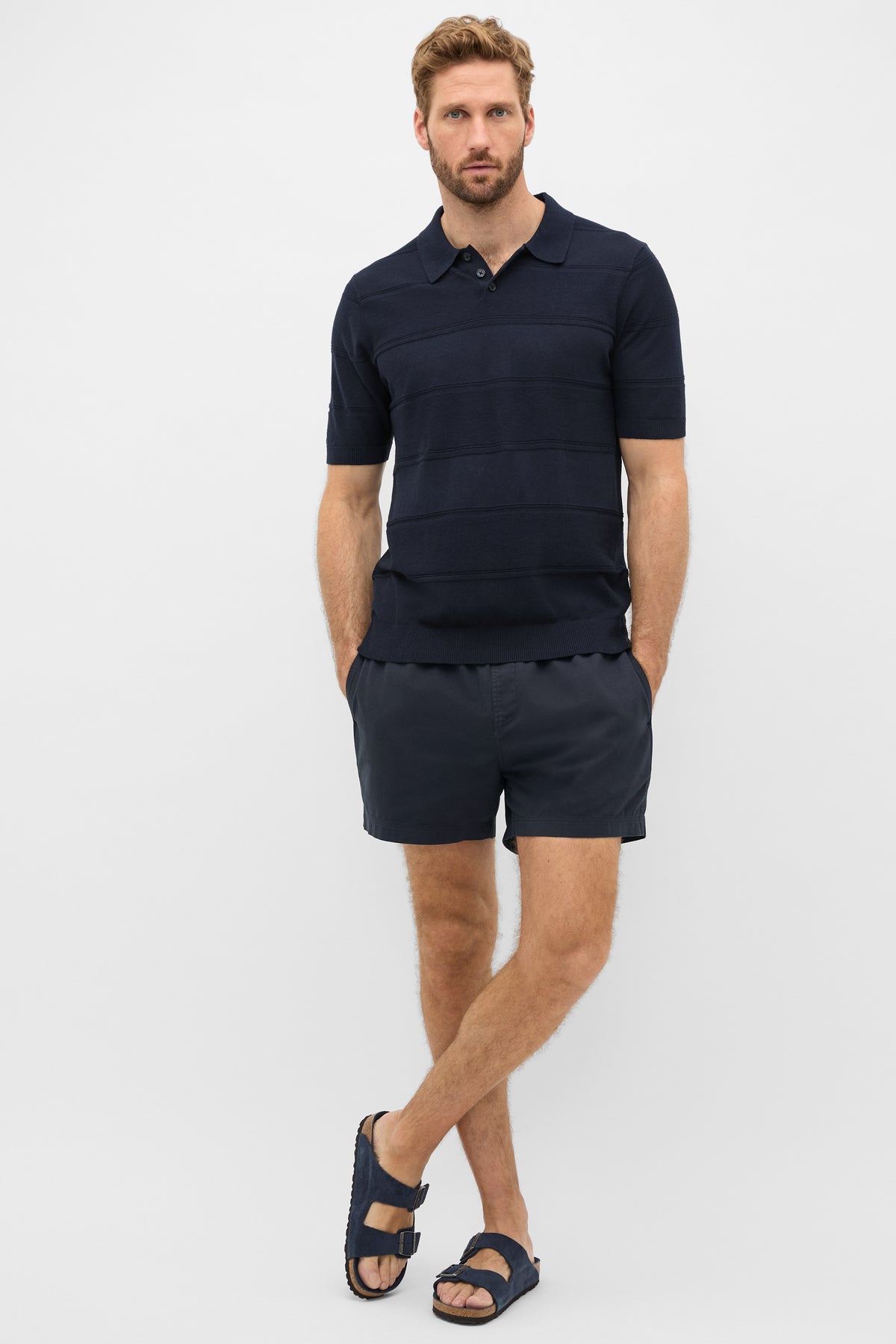 Self Stripe Knit Polo