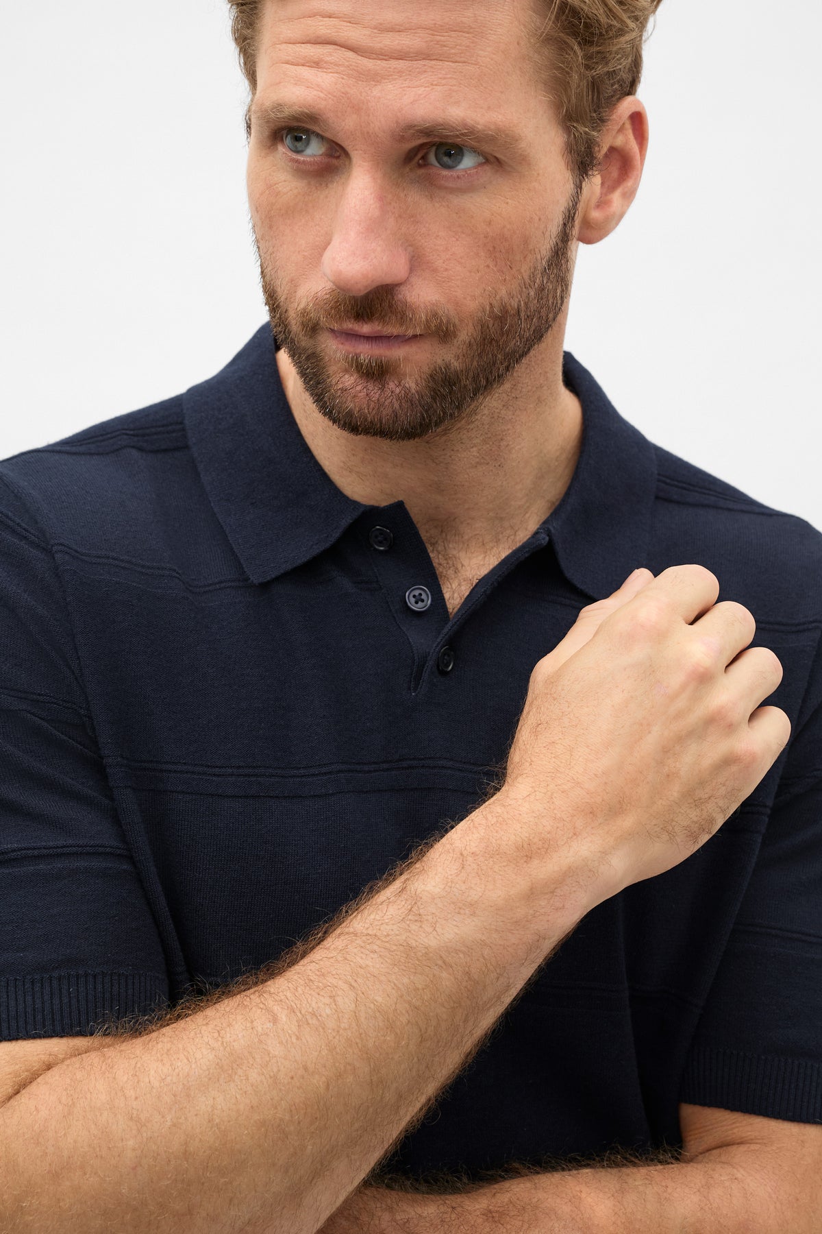 Self Stripe Knit Polo