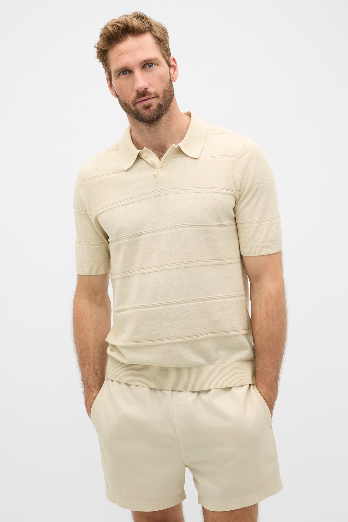 Self Stripe Knit Polo