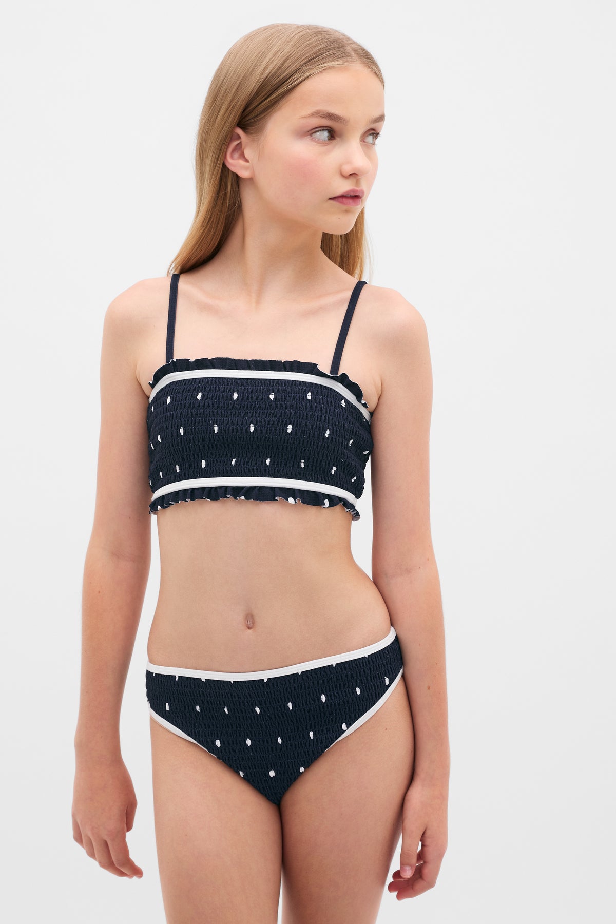 Shirred Spot Bow Bikini