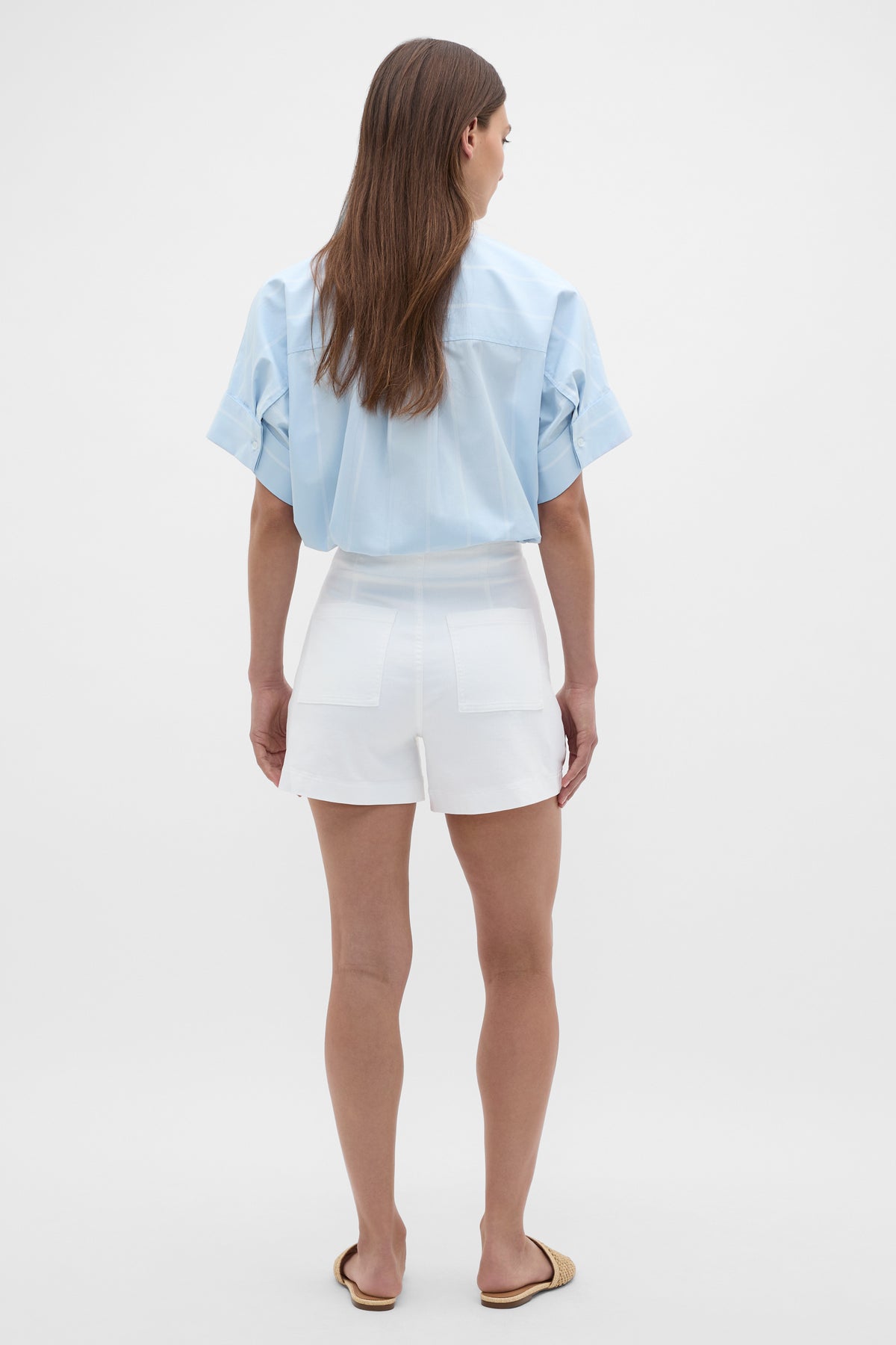 Denim High Rise Button Short