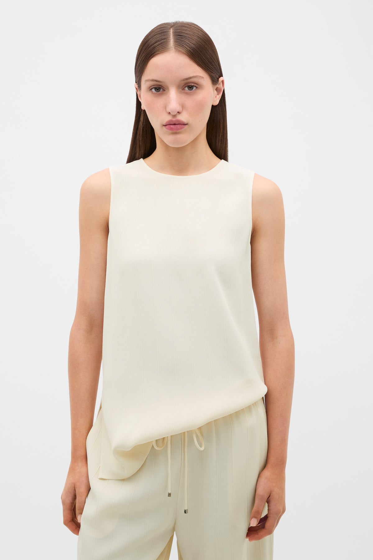 Textured Self Stripe Shell Top