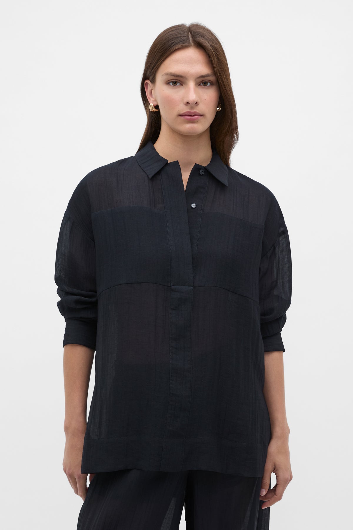 Semi Sheer Crinkle Popover
