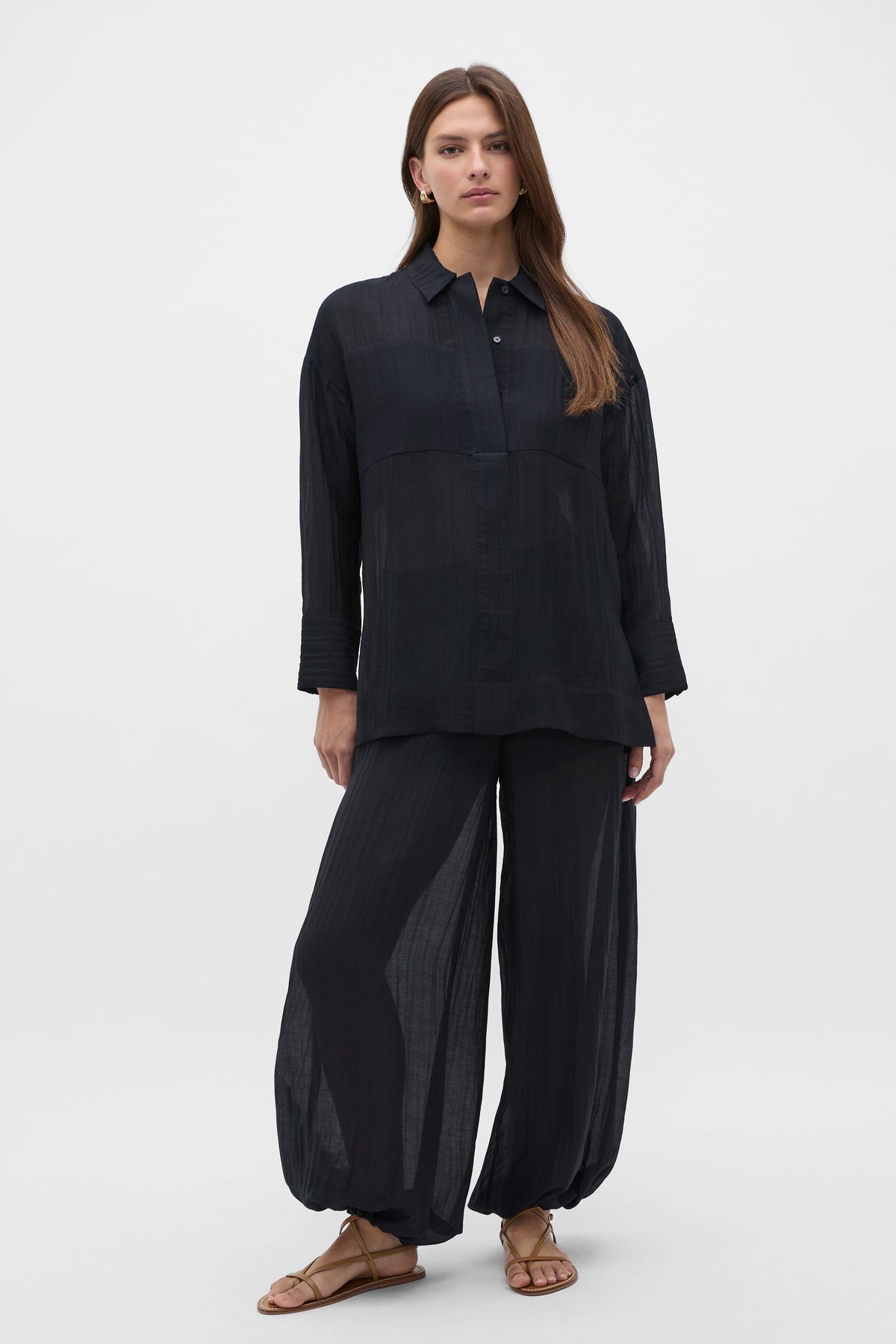 Semi Sheer Crinkle Popover