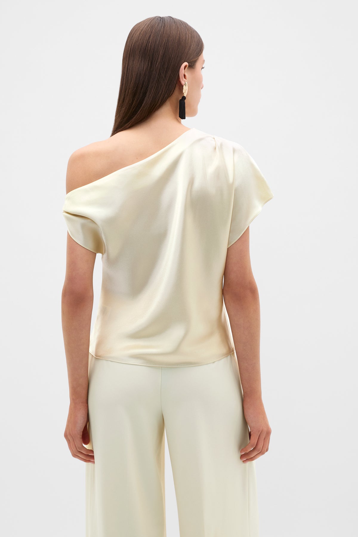 Satin Drape Shoulder Top