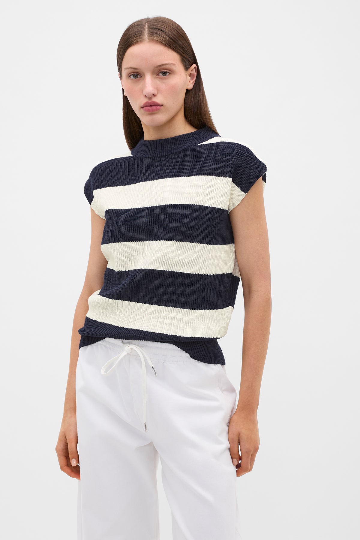 Cotton Blend Extended Shoulder Knit