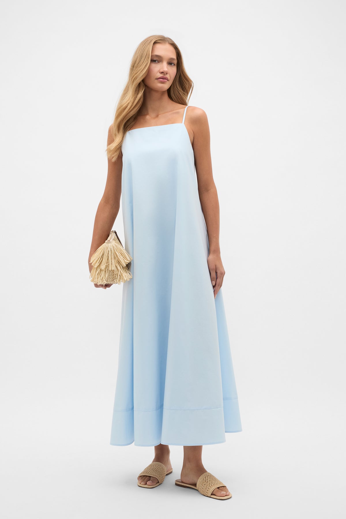 Poplin Trapeze Midi Dress