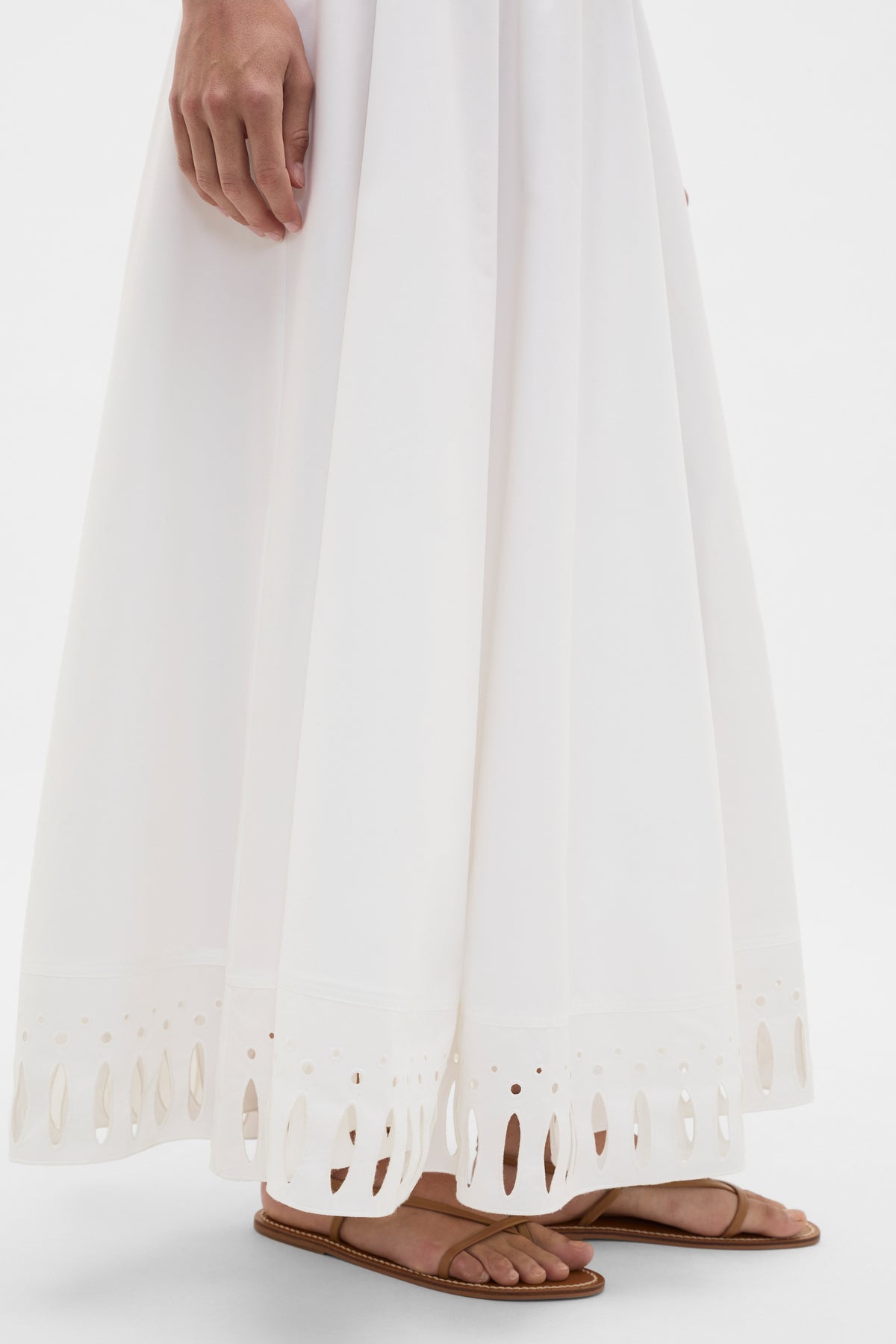 Poplin Cutwork Midi Skirt