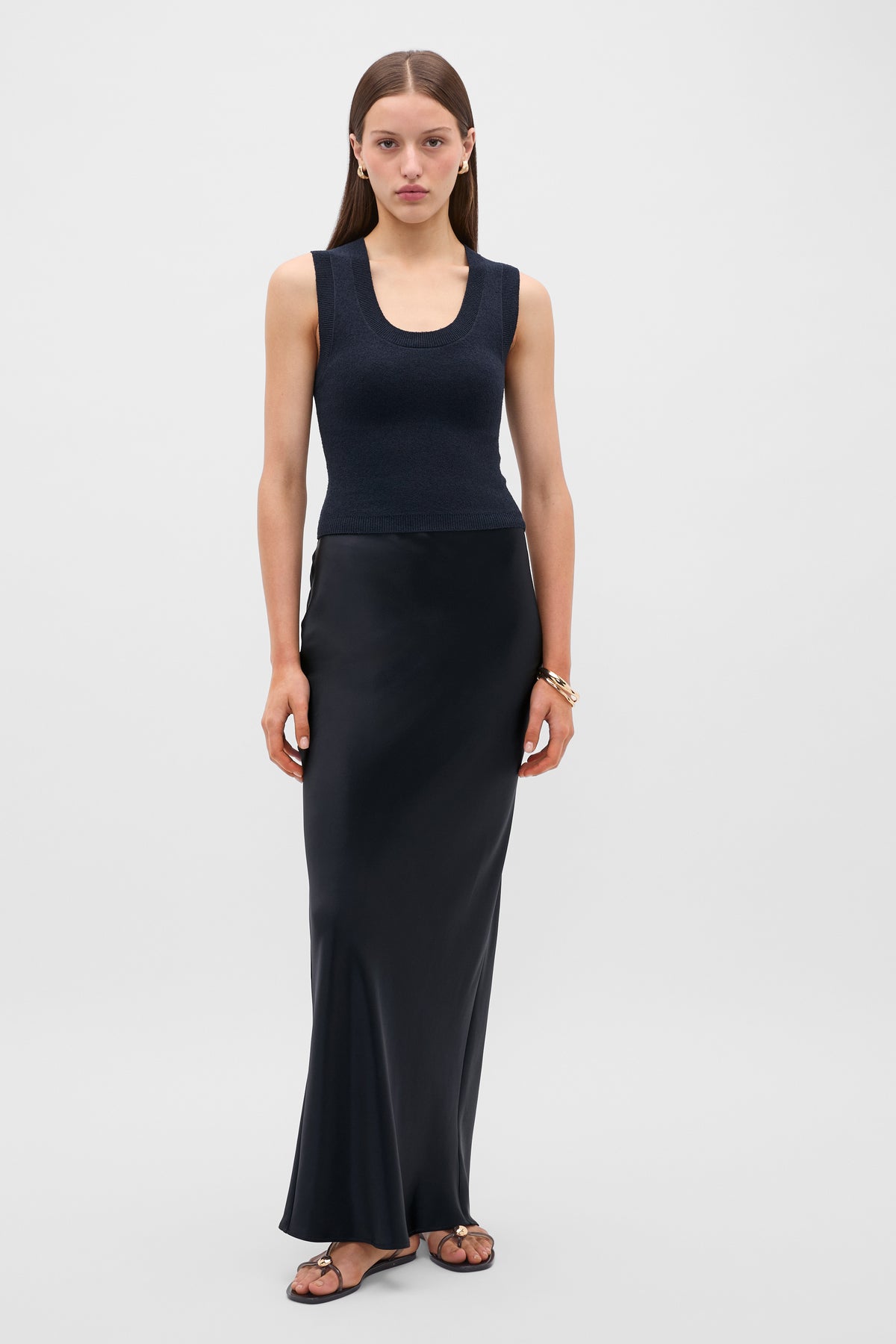Satin Column Skirt