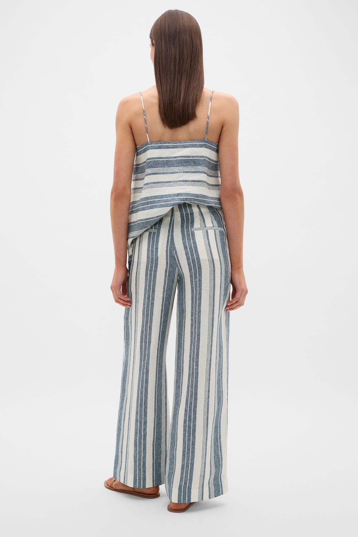 Linen Striped Waisted Pant