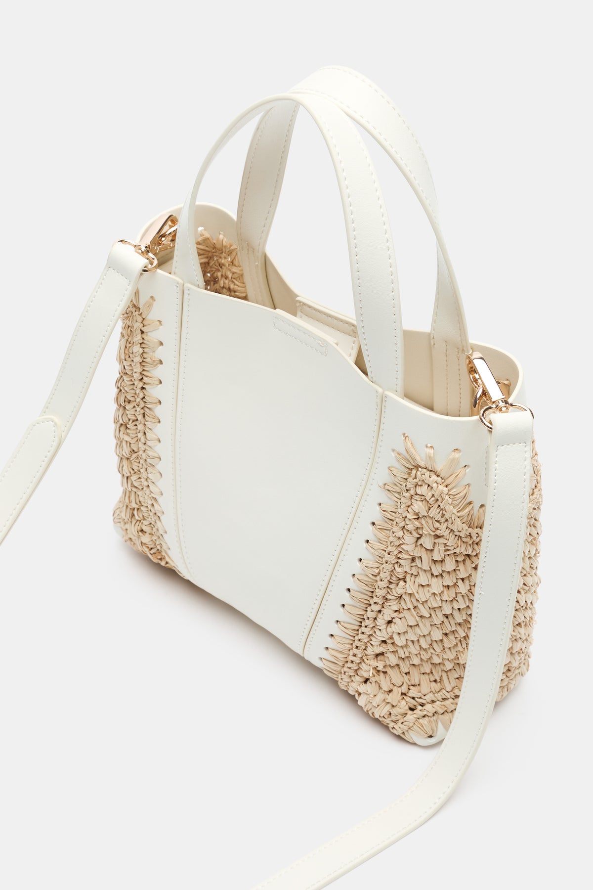 Spliced Raffia Crossbody Bag