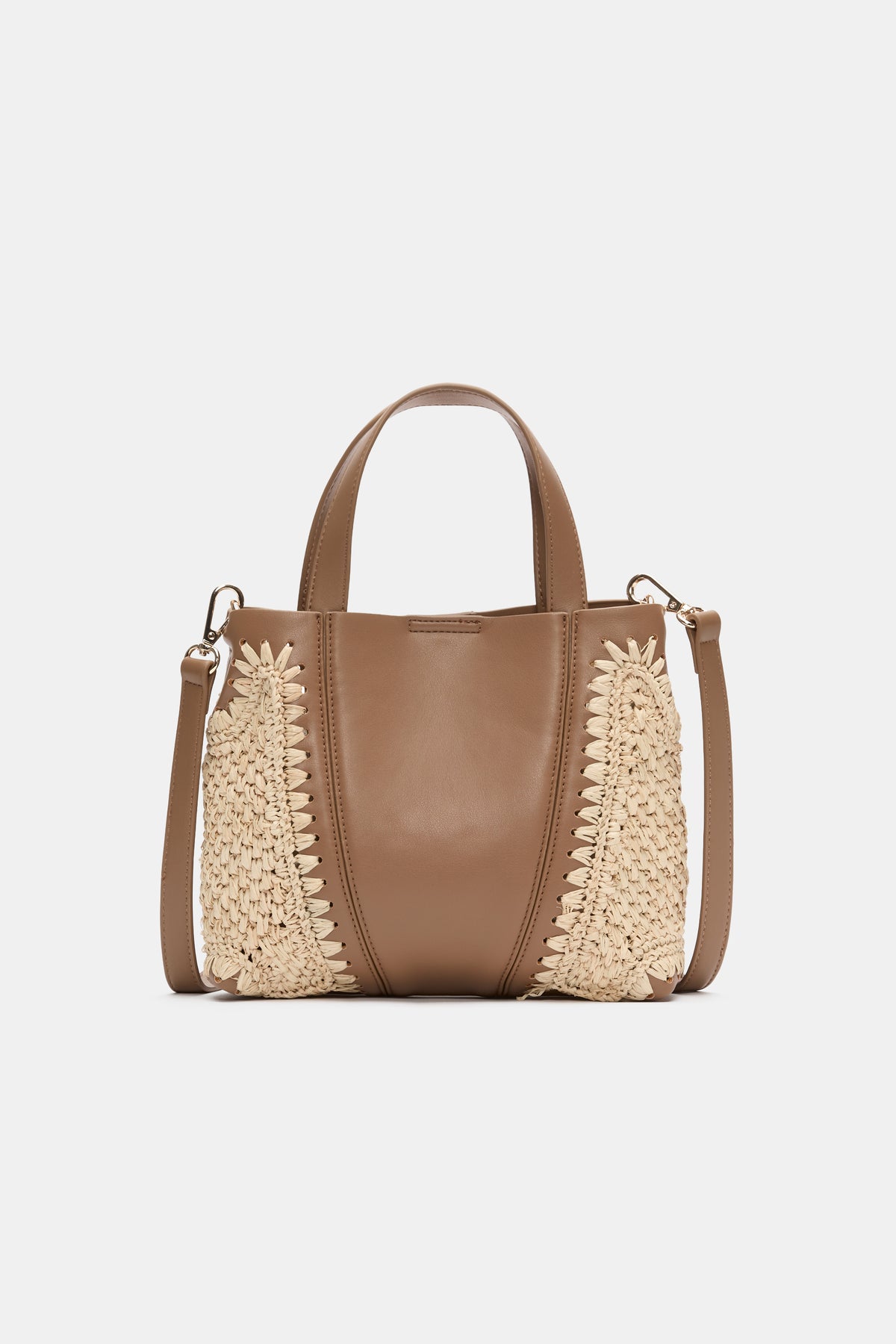 Spliced Raffia Crossbody Bag