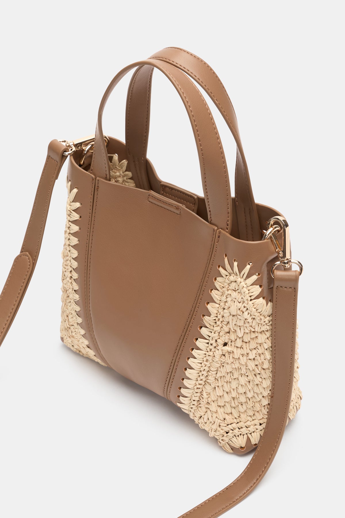Spliced Raffia Crossbody Bag