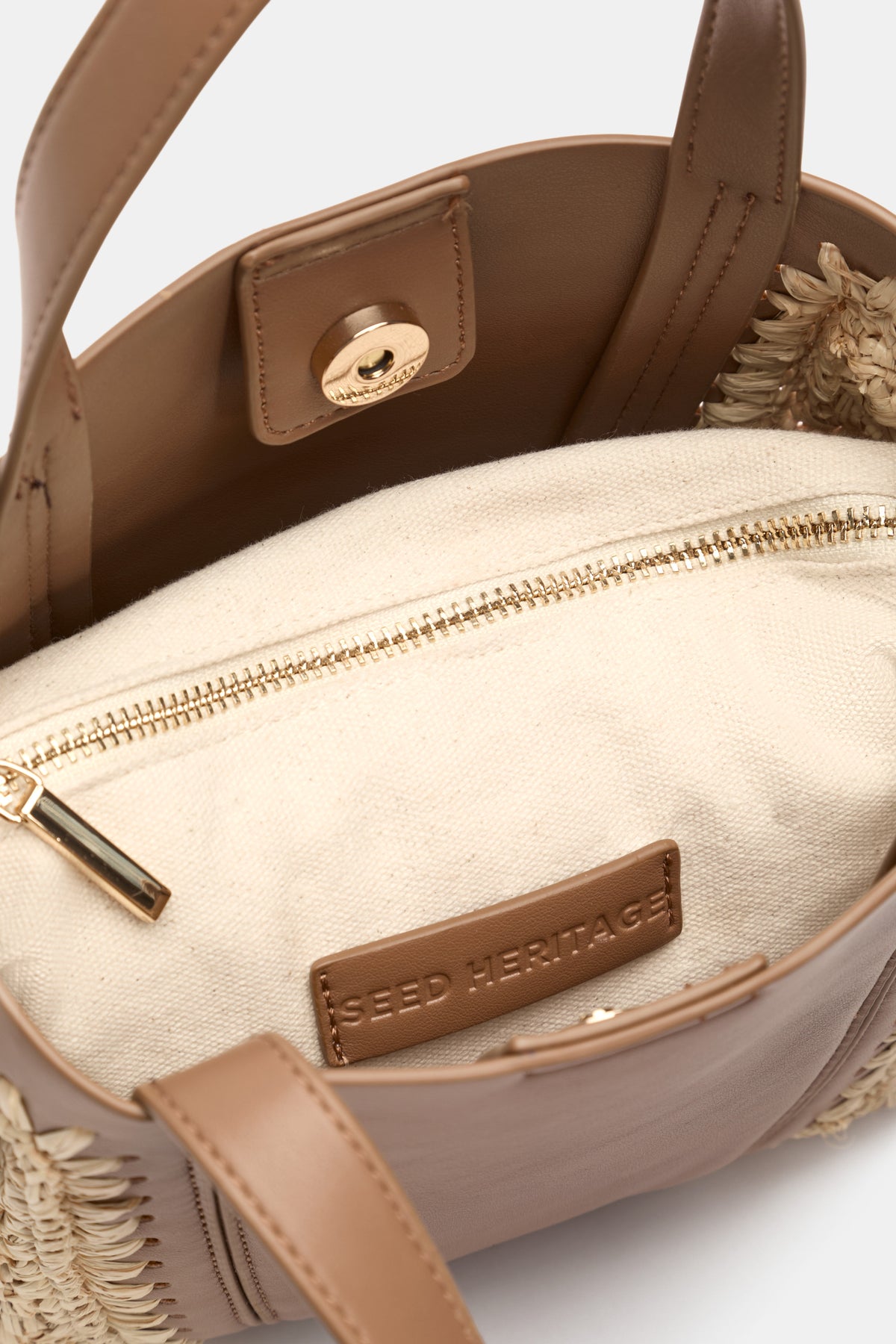 Spliced Raffia Crossbody Bag