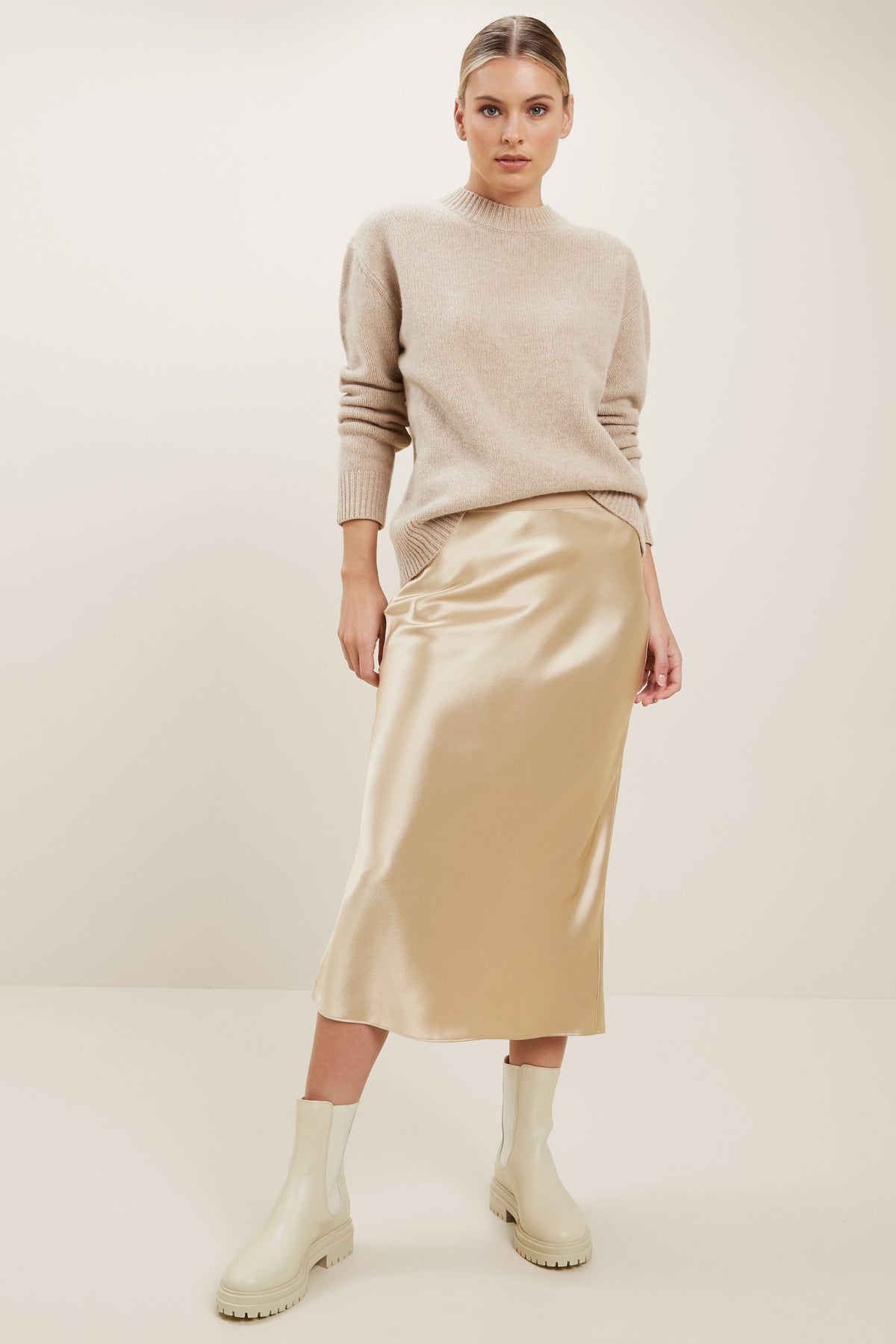 Satin Slip Midi Skirt