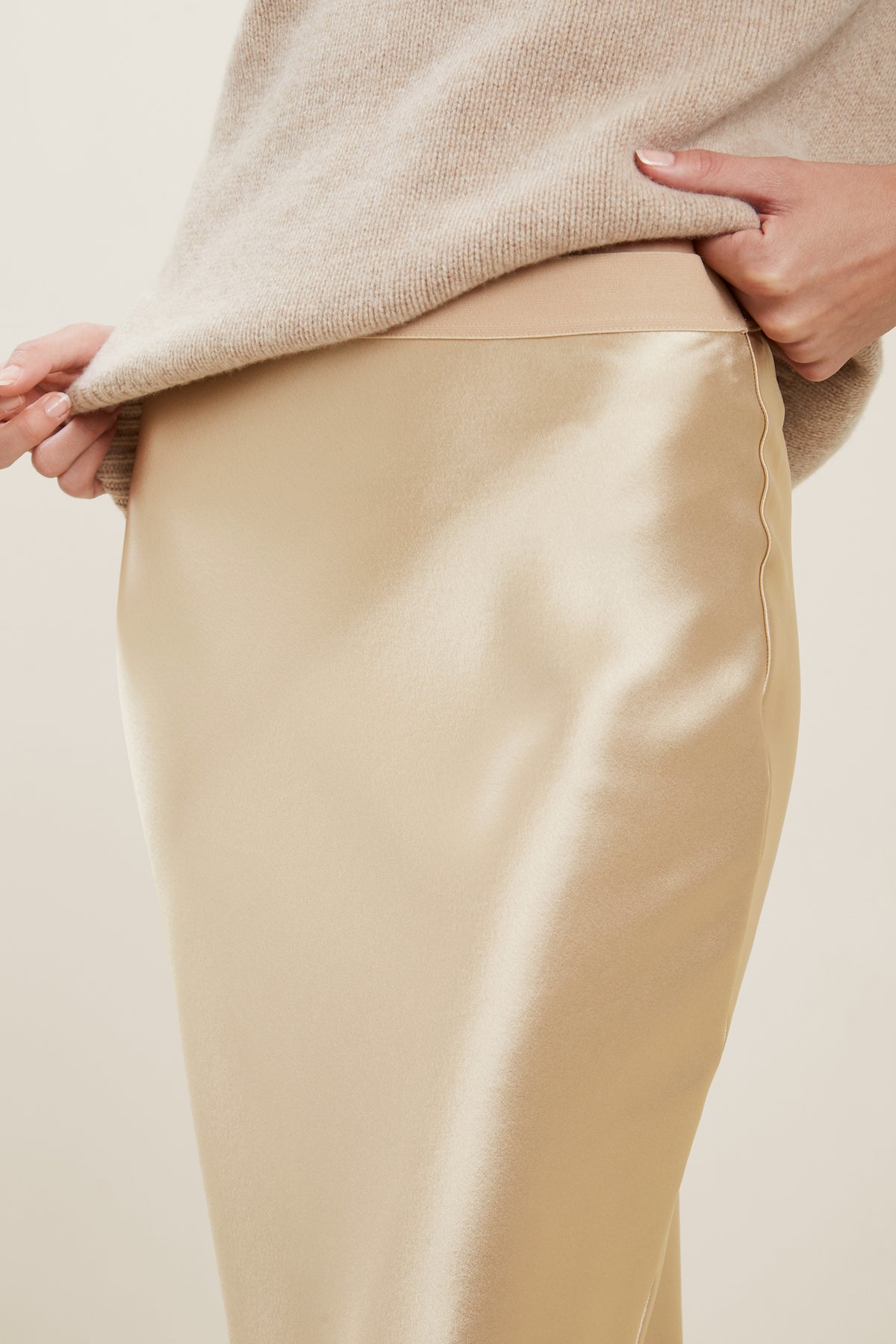 Satin Slip Midi Skirt