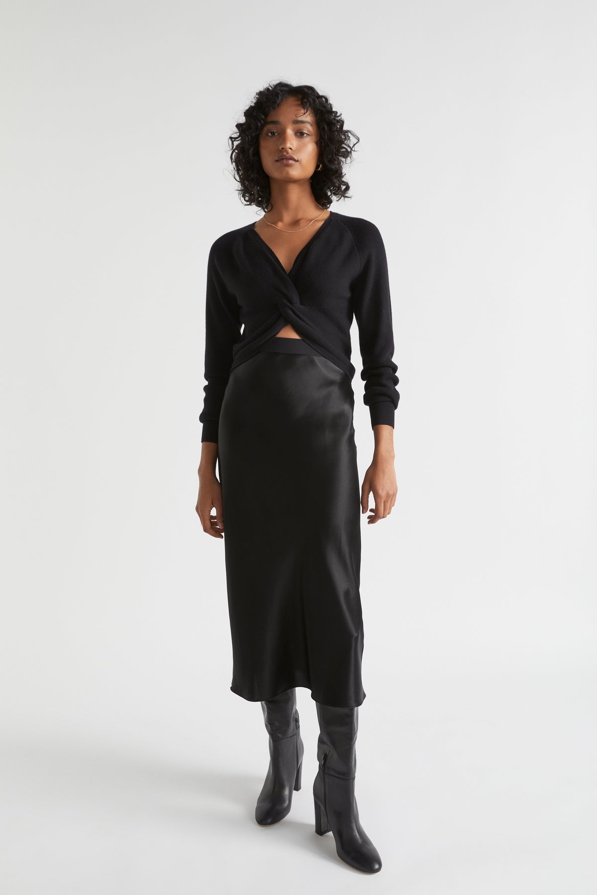 Satin Slip Midi Skirt