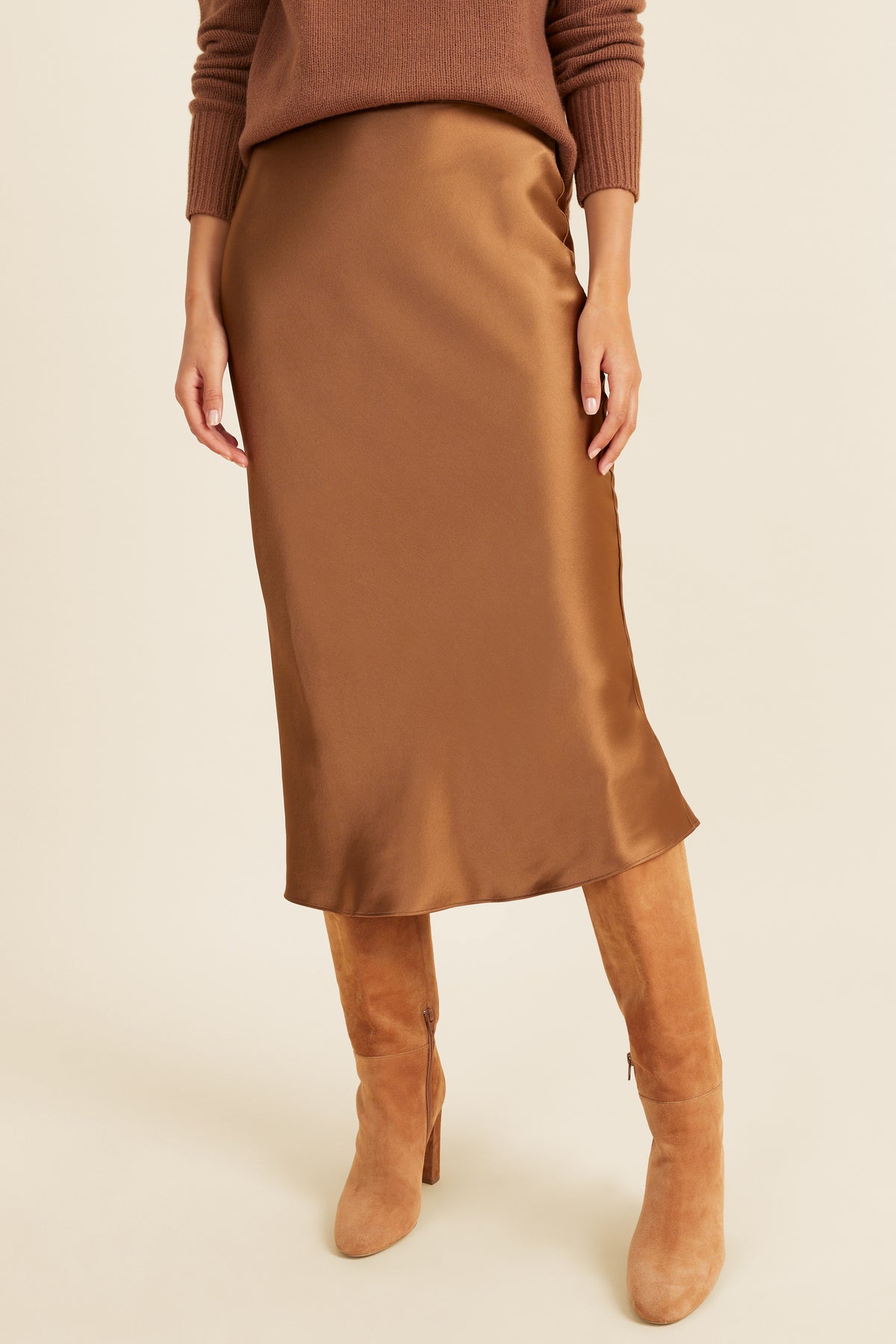 Satin Slip Midi Skirt