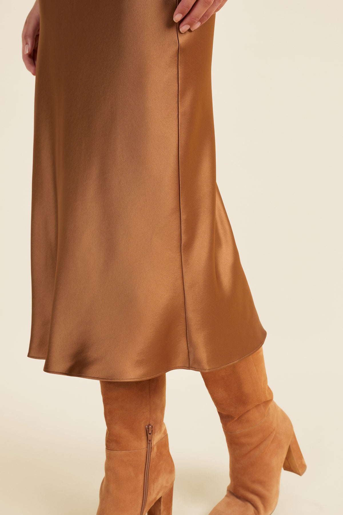 Satin Slip Midi Skirt