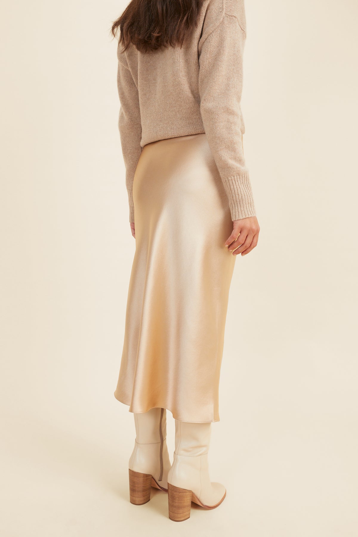Satin Slip Midi Skirt