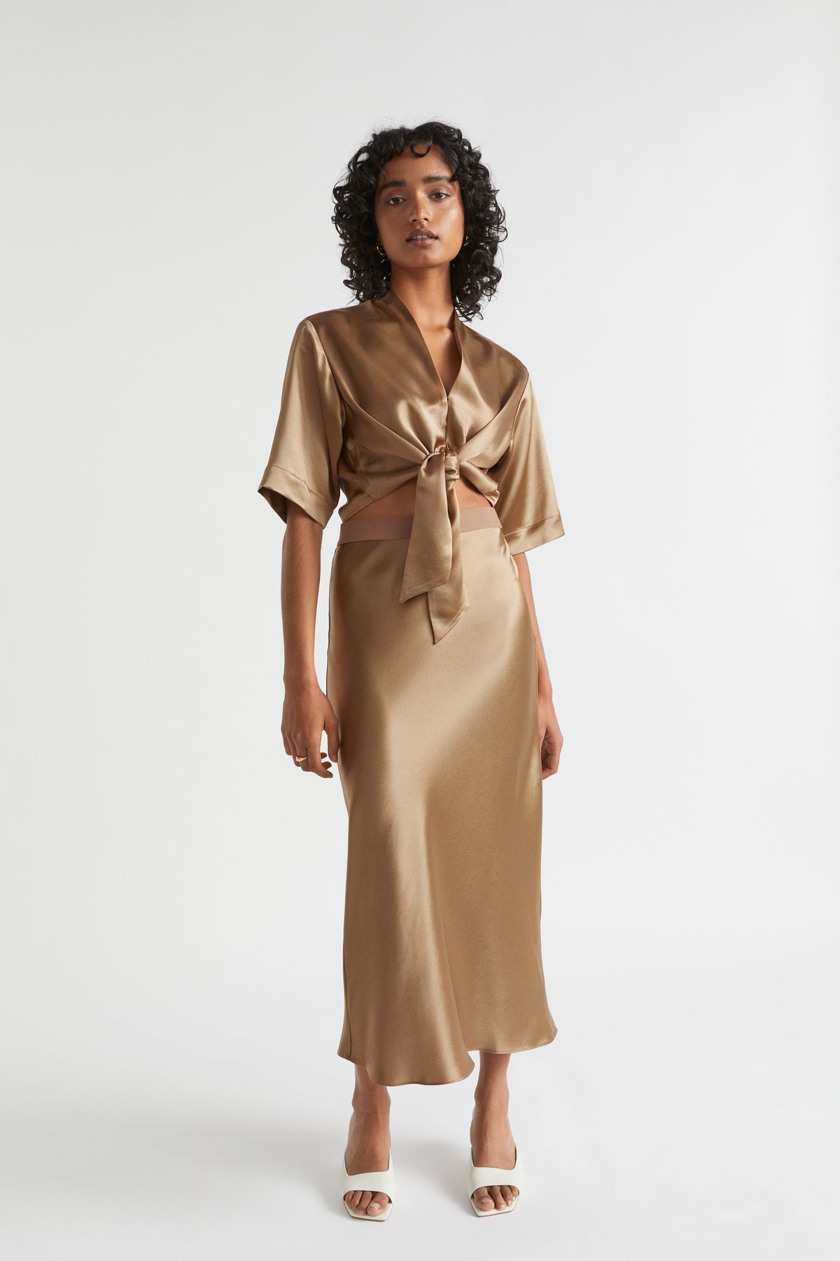 Satin Slip Midi Skirt
