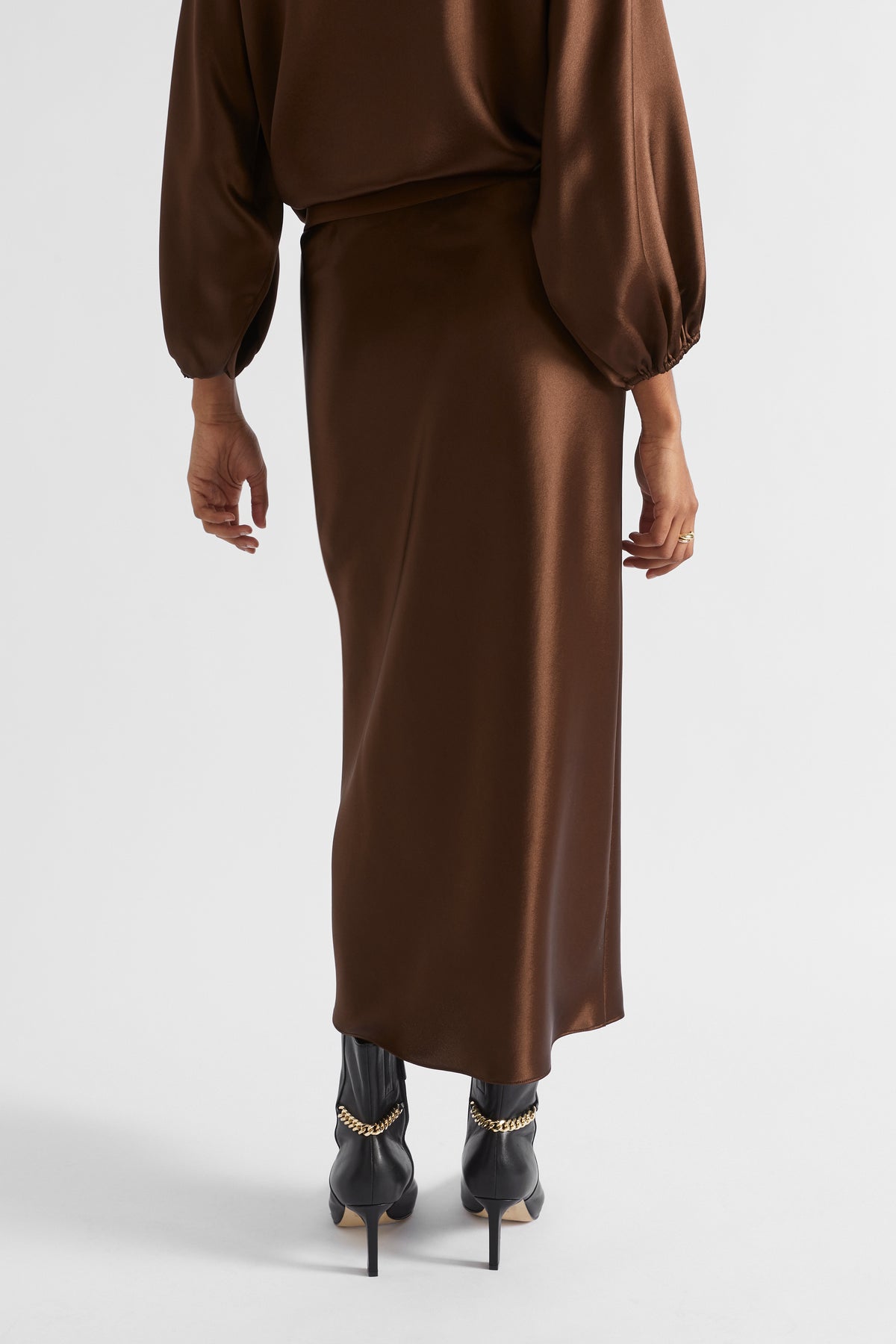 Satin Slip Midi Skirt