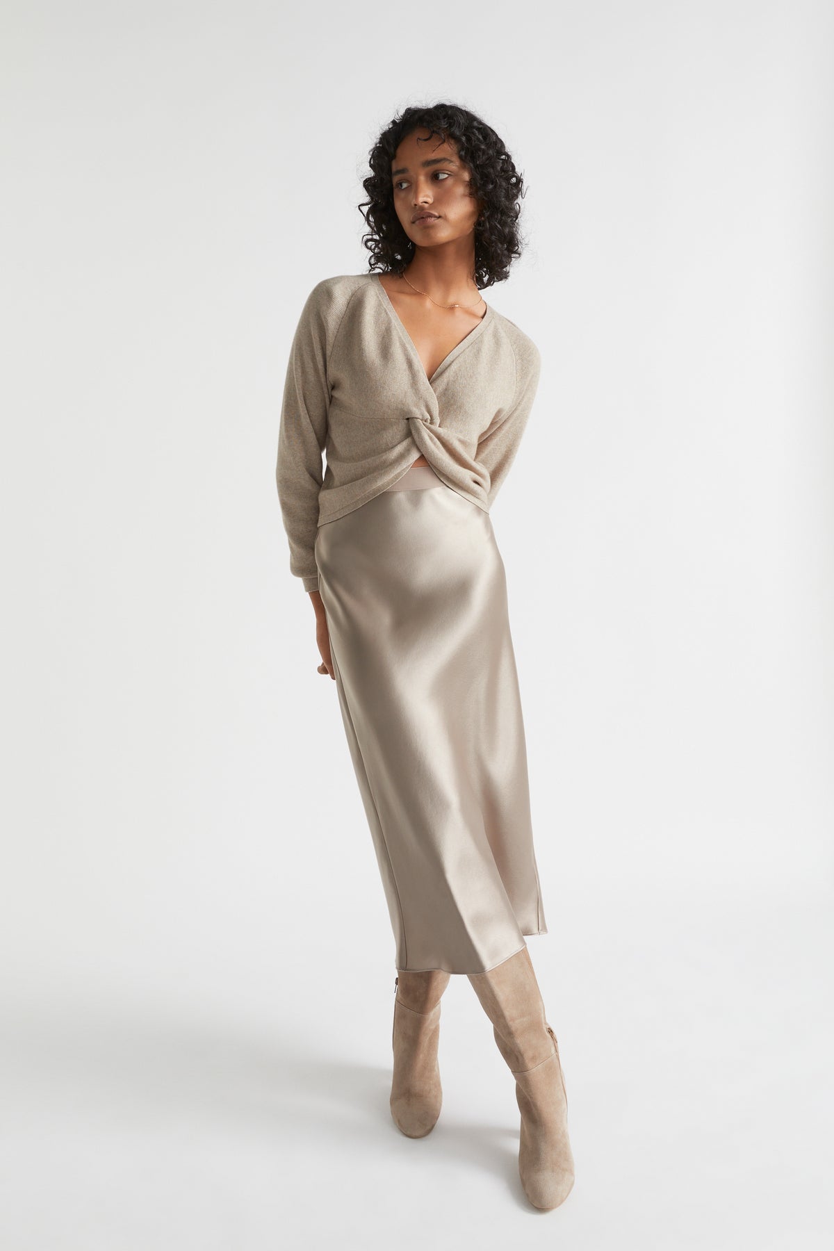 Satin Slip Midi Skirt