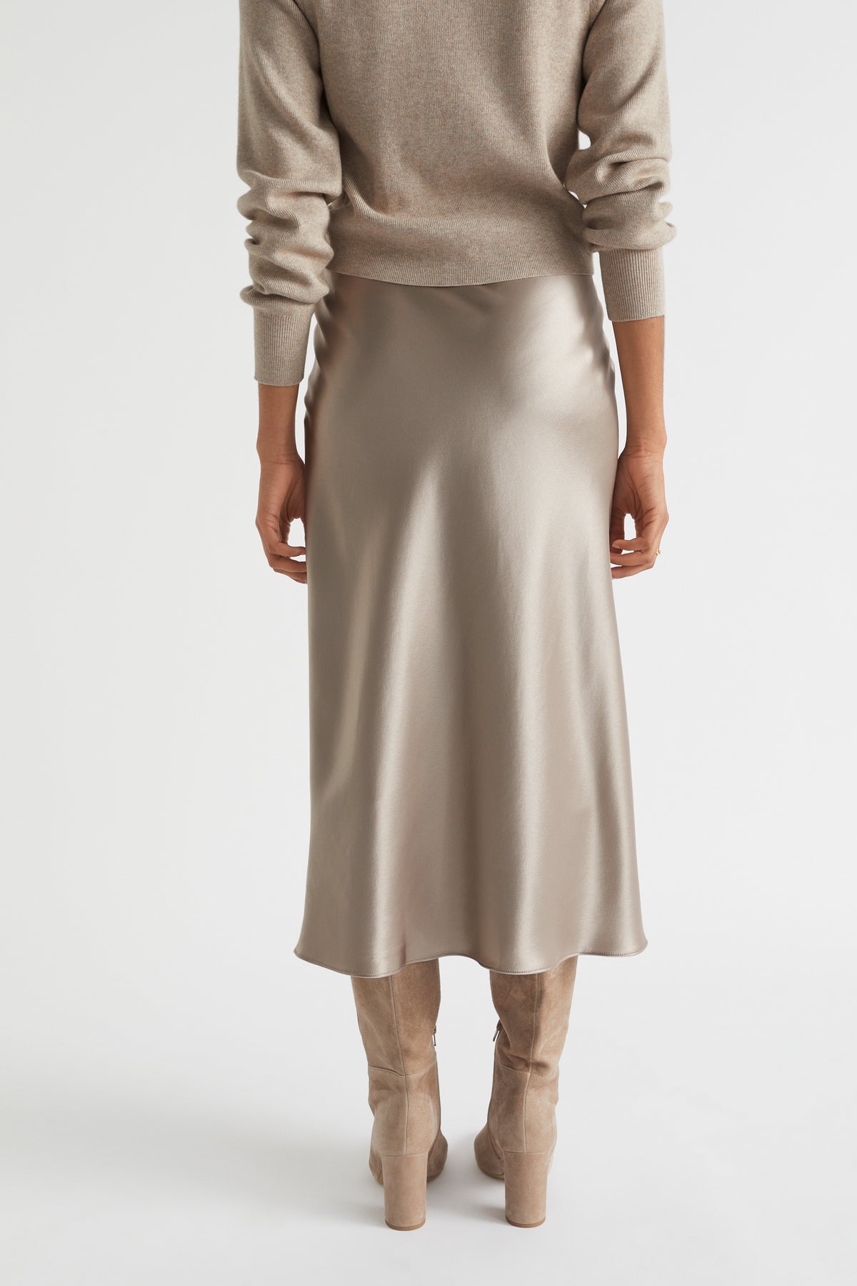 Satin Slip Midi Skirt