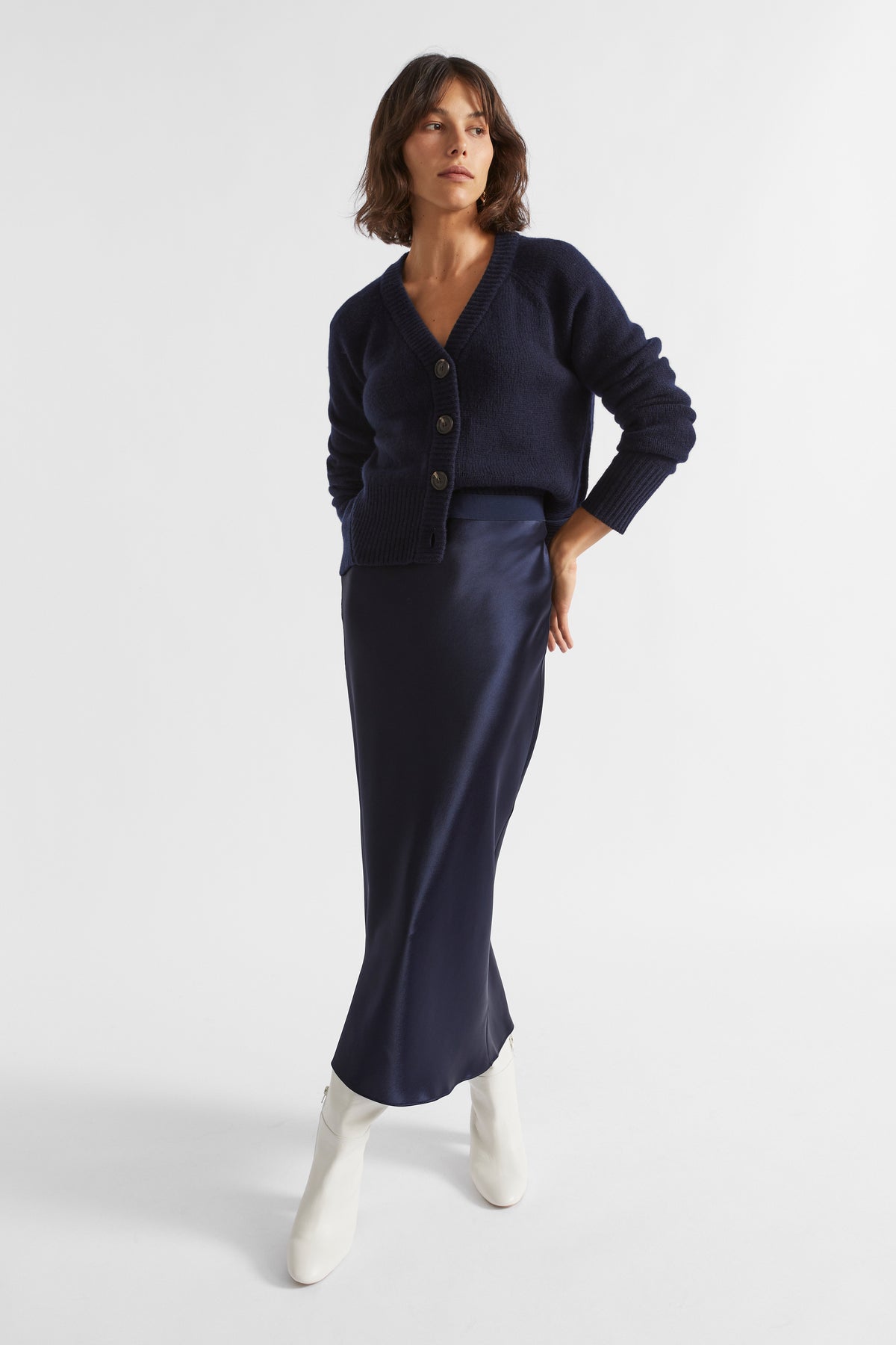 Satin Slip Midi Skirt