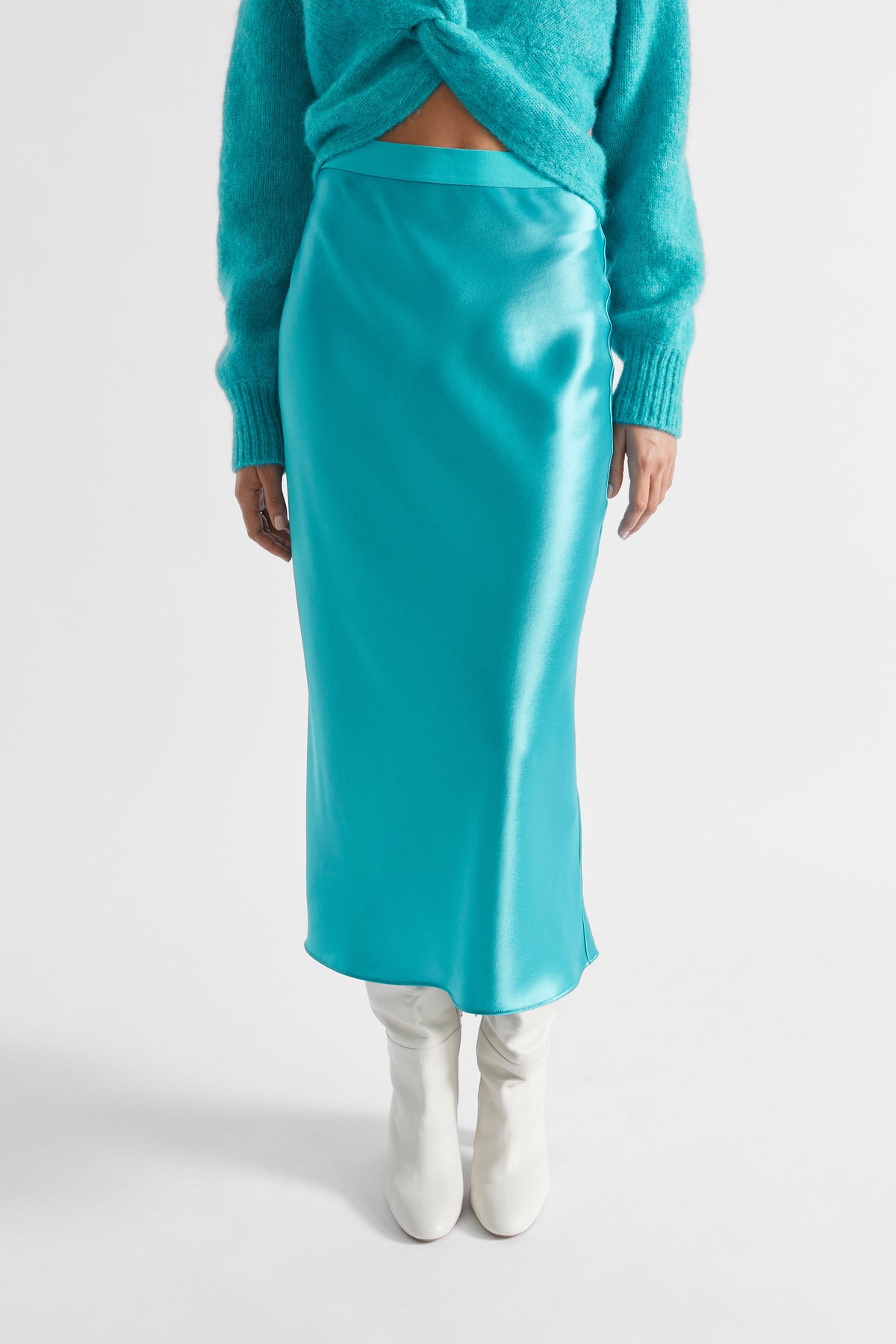 Satin Slip Midi Skirt