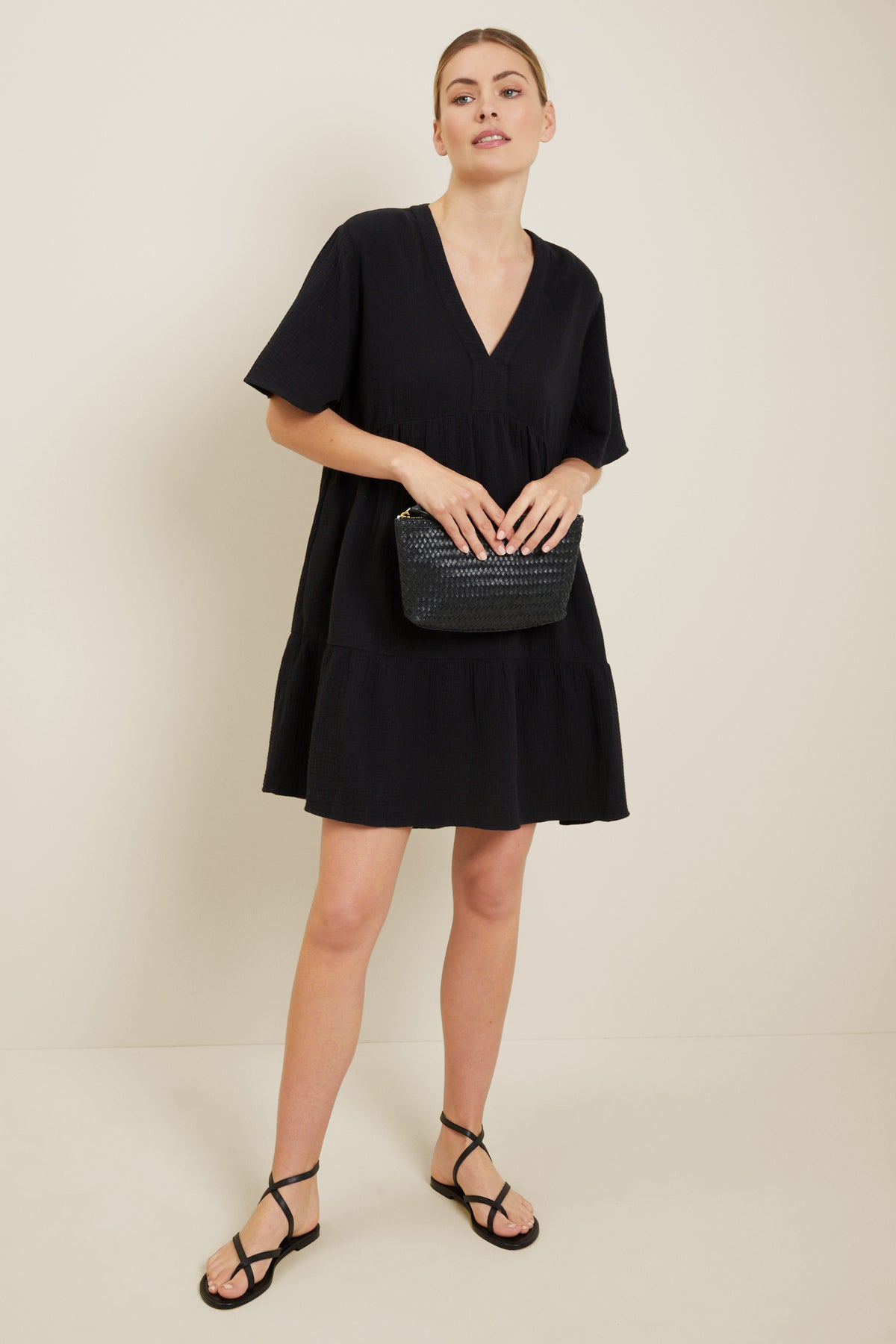 Tiered V Neck Mini Dress