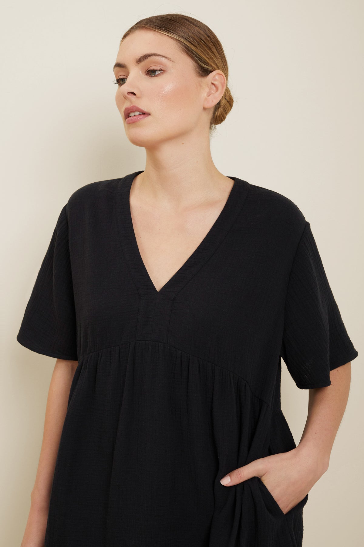 Tiered V Neck Mini Dress