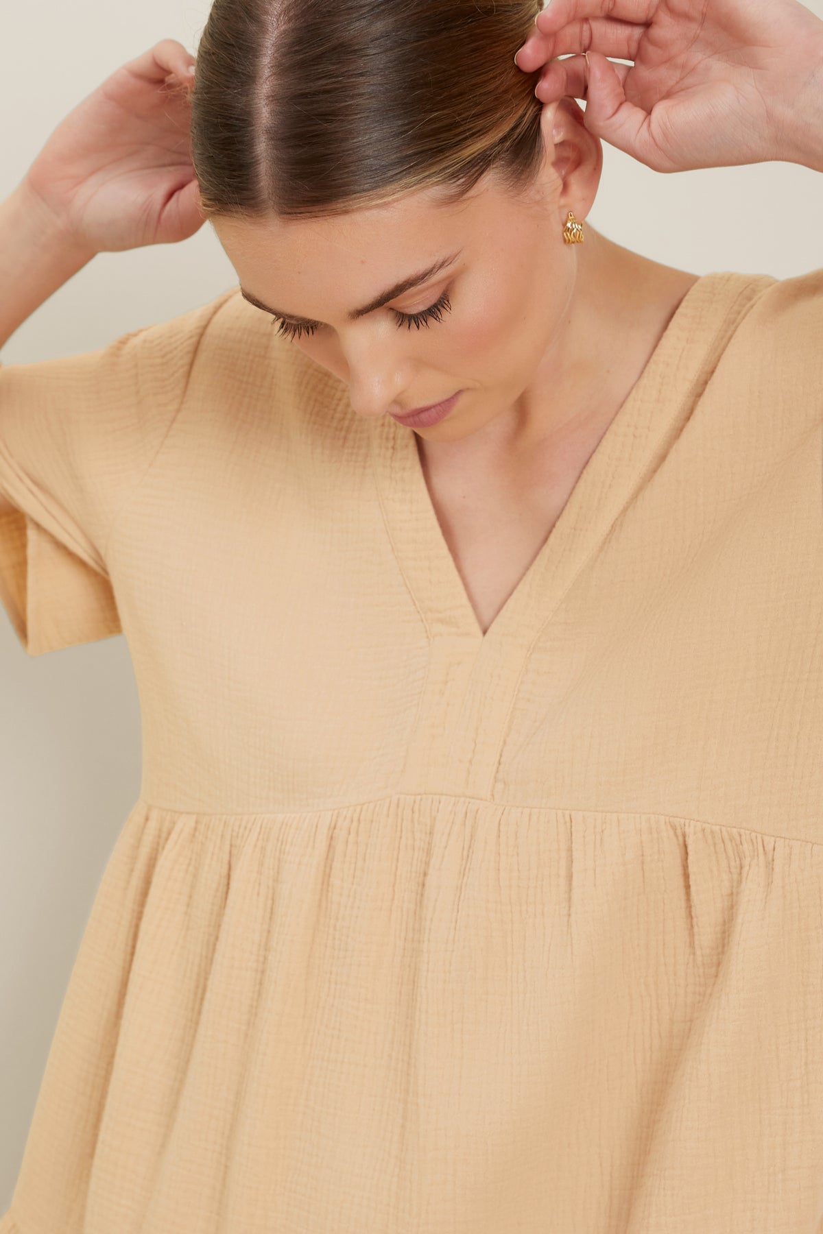 Tiered V Neck Mini Dress