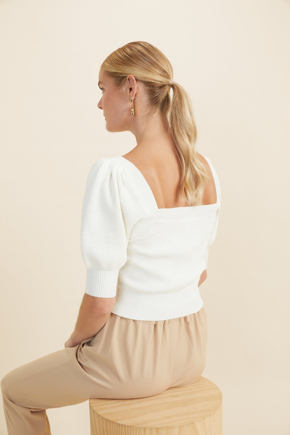 Boucle Puff Sleeve Top