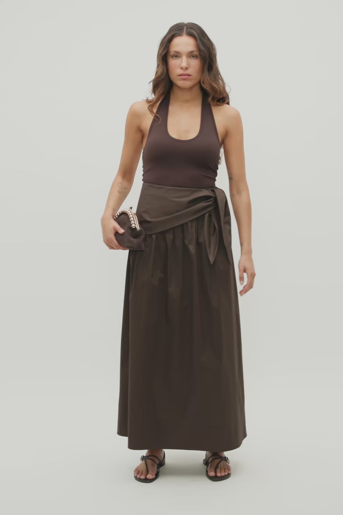 Tie Waist Midi Skirt